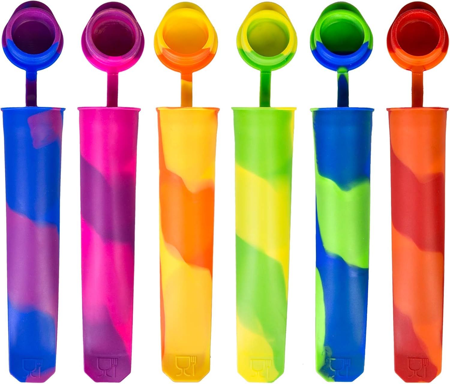 6 Pack Silicone Popsicles Molds, Multicolor Baby Popsicle Ice Pop Molds, Reusable DIY Frozen Popsicles Maker for Kids with Lid - Image 1