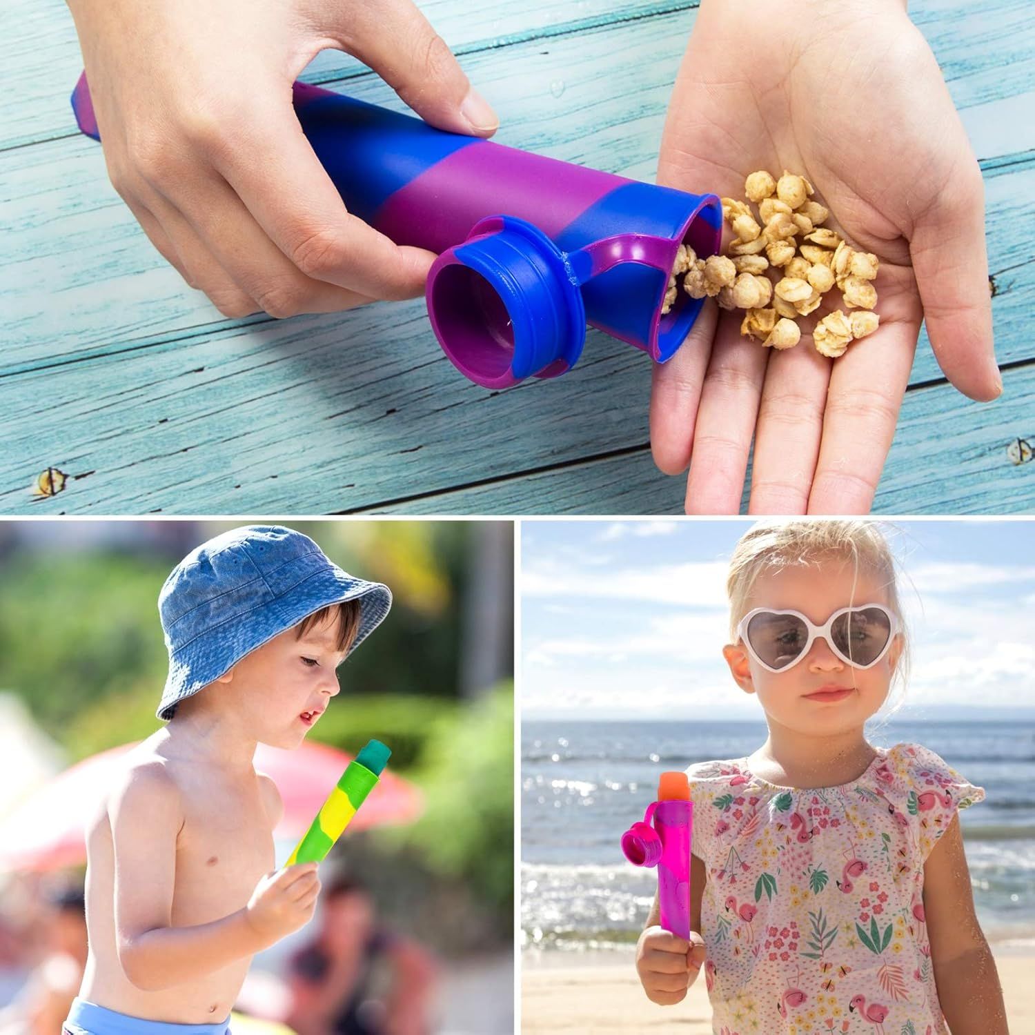 6 Pack Silicone Popsicles Molds, Multicolor Baby Popsicle Ice Pop Molds, Reusable DIY Frozen Popsicles Maker for Kids with Lid - Image 5