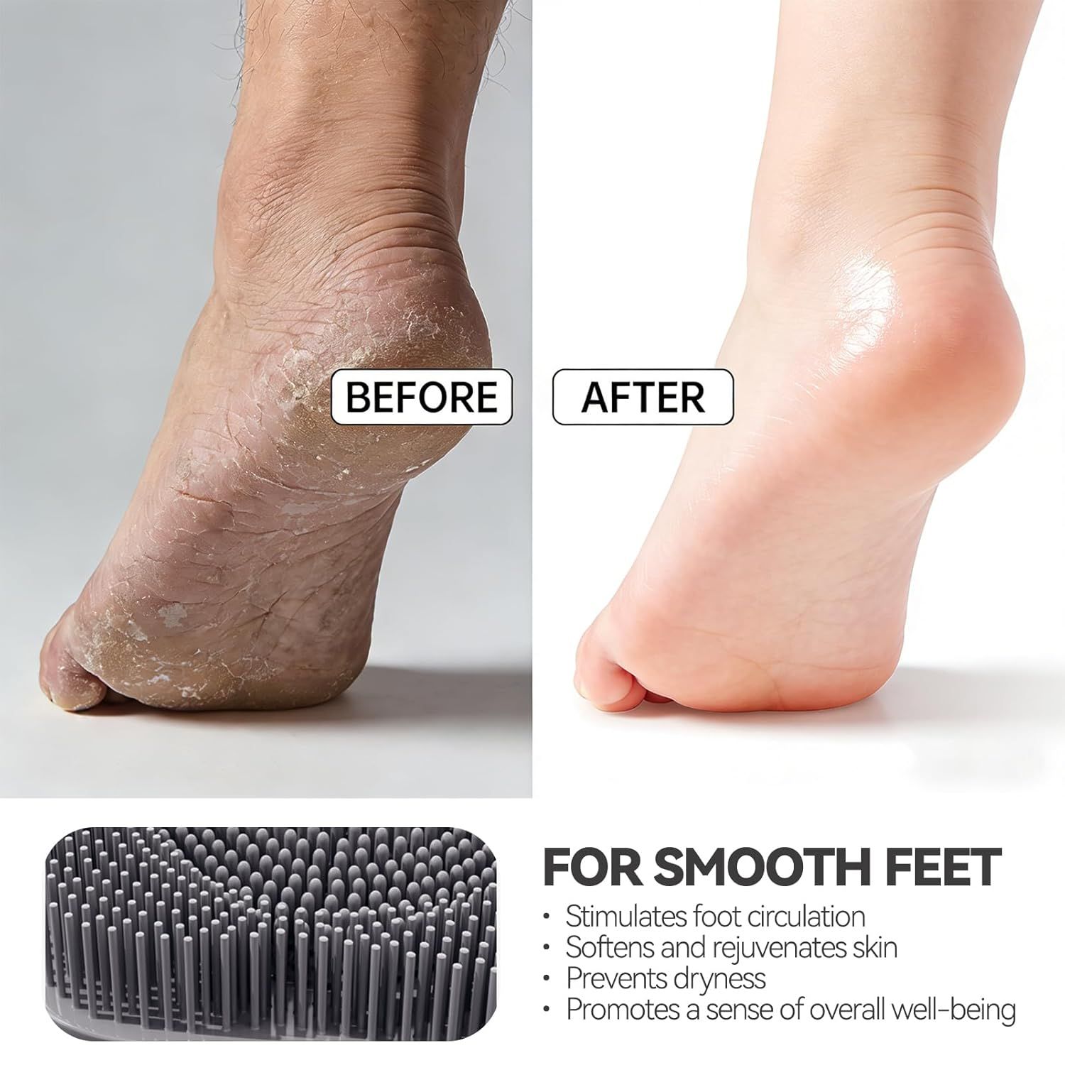 Silicone Shower Foot Scrubber Mat,Back Washer Bath Wash Pad Exfoliating & Massage, Wall Mounted Slip Strong Suction Cups for Use in Cleaner Men and Women (Grey) - Image 6