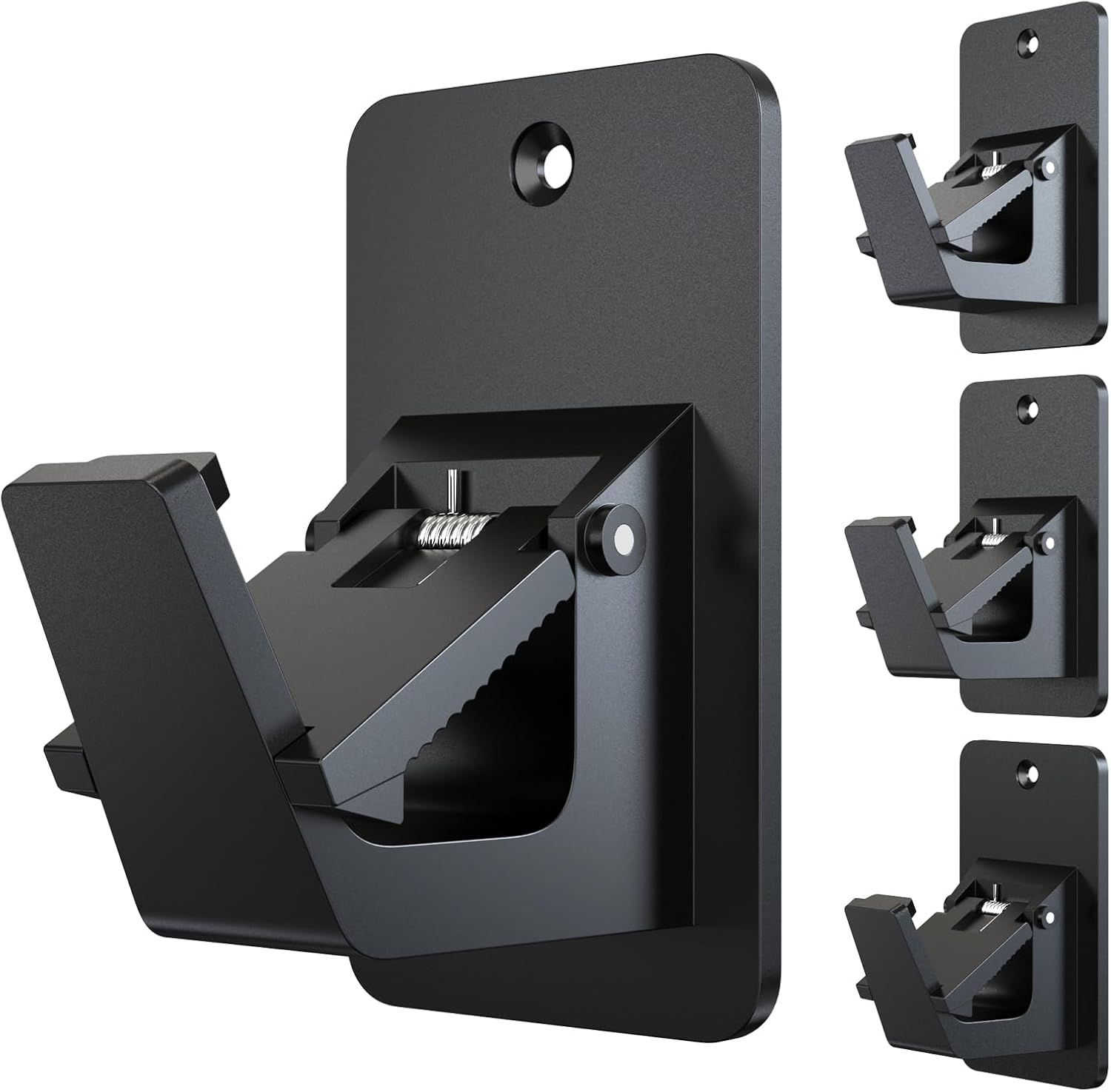 Adhesive No Drill Curtain Rod Brackets - Heavy Duty 30LB Holders for Bathroom Bedroom Kitchen, Universal Damage-Free Window Rod Hooks with Nail-Free Installation (4PC Black) - Image 1