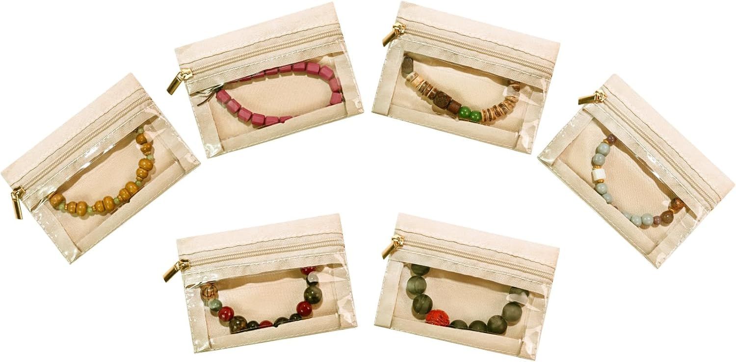 6pcs Travel Jewelry Bags,Portable Zipped Pouches Bags for Jewelries Necklaces Rings Earrings Storage - Image 1