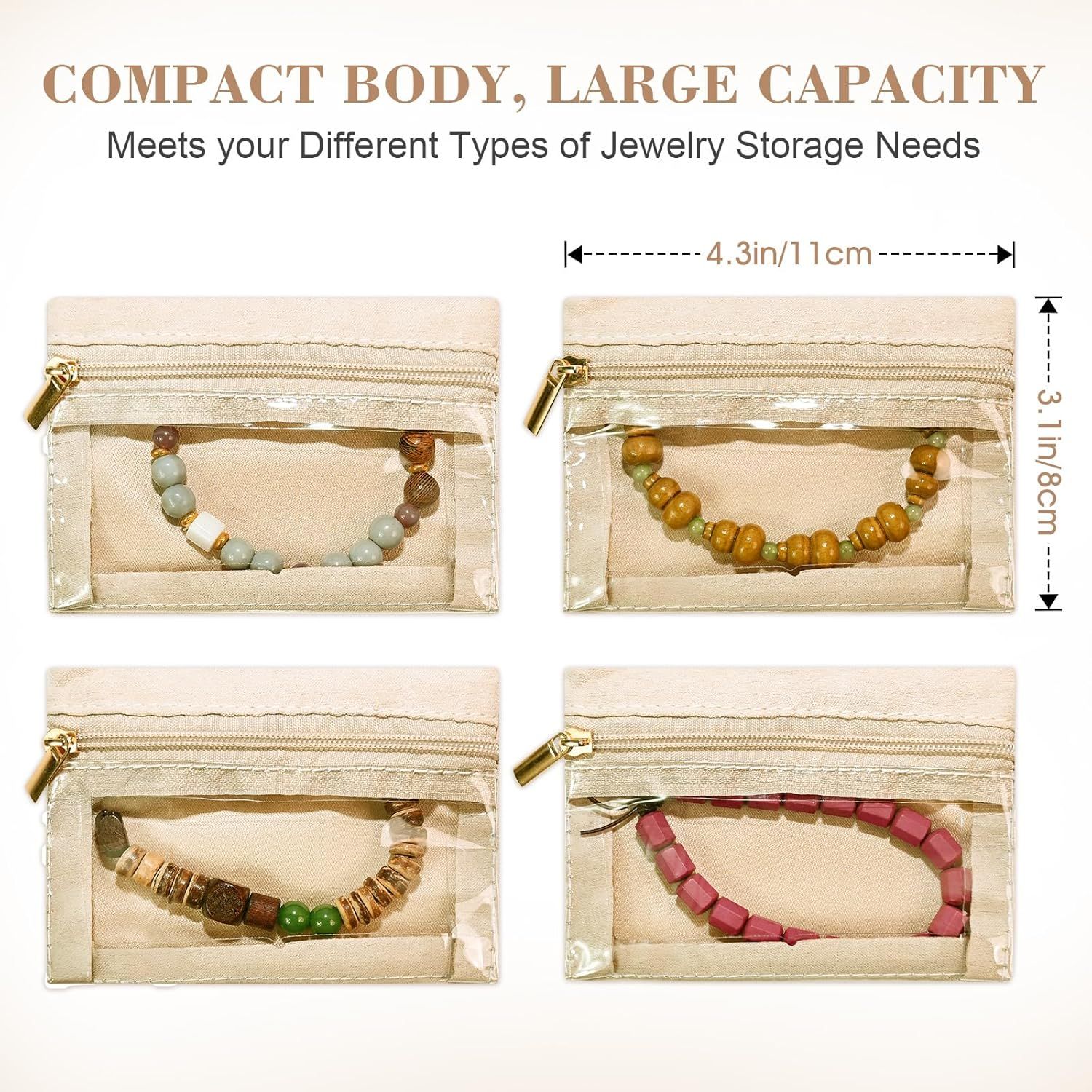 6pcs Travel Jewelry Bags,Portable Zipped Pouches Bags for Jewelries Necklaces Rings Earrings Storage - Image 3