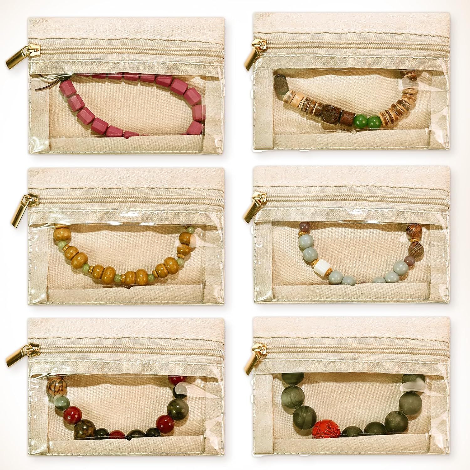 6pcs Travel Jewelry Bags,Portable Zipped Pouches Bags for Jewelries Necklaces Rings Earrings Storage - Image 4