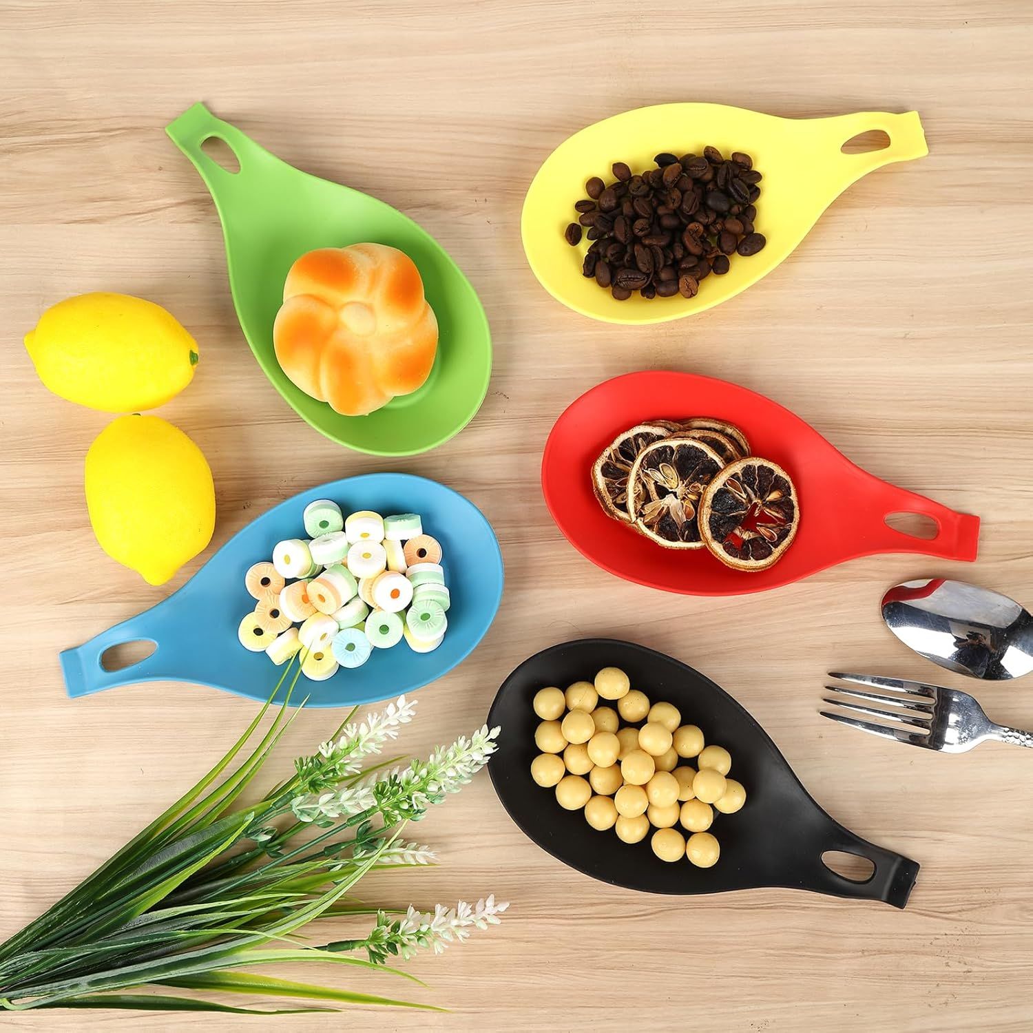 6 pcs Silicone Spoon Holders,Heat Resistant Spoon Rests Kitchen Utensils Holder for Stove Spoon Holder,Tongs,Ladles - Image 2