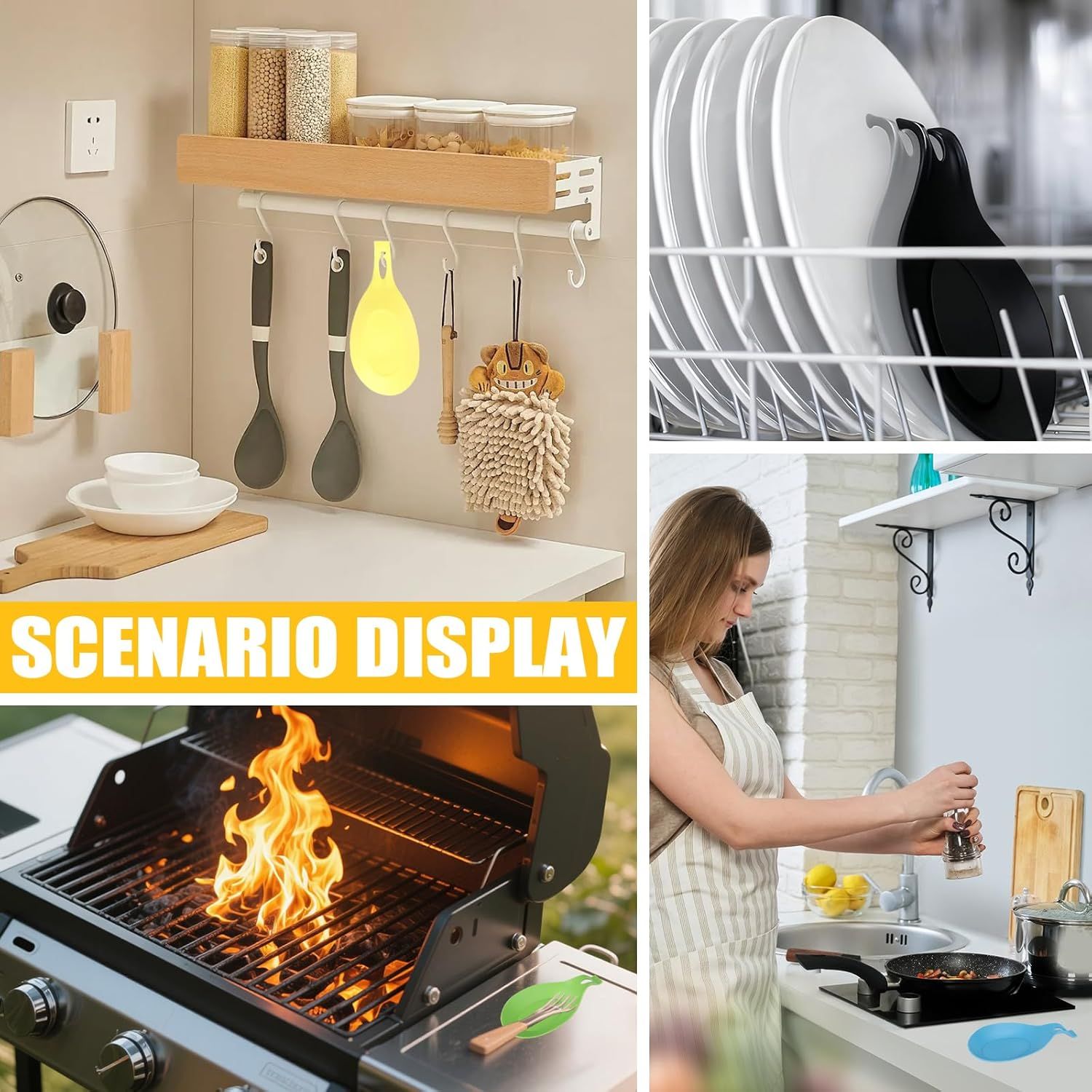 6 pcs Silicone Spoon Holders,Heat Resistant Spoon Rests Kitchen Utensils Holder for Stove Spoon Holder,Tongs,Ladles - Image 7
