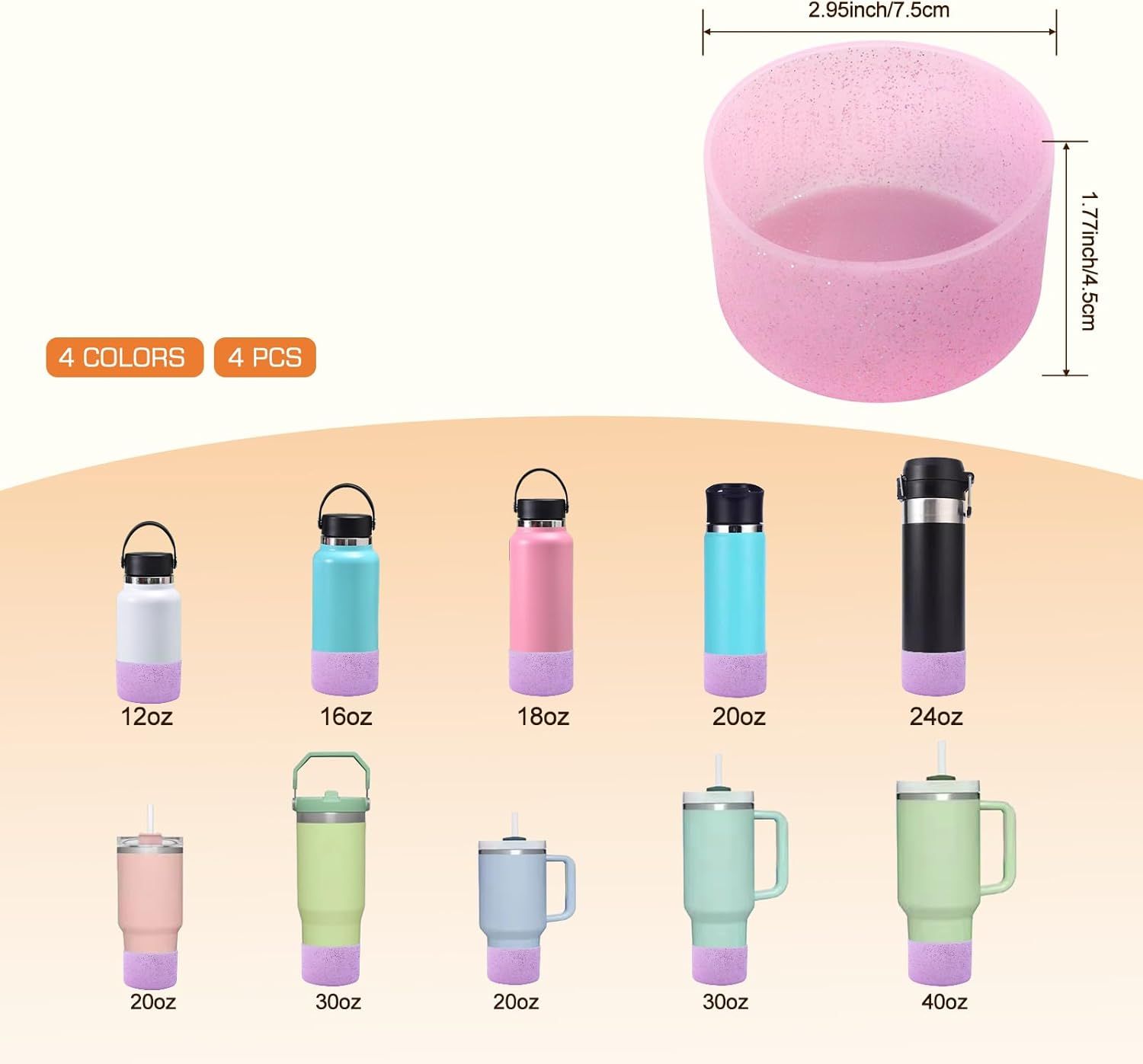 4Pcs Silicone Bottle Boot, Bottom Protector Compatible with Most Water Bottles - Image 2