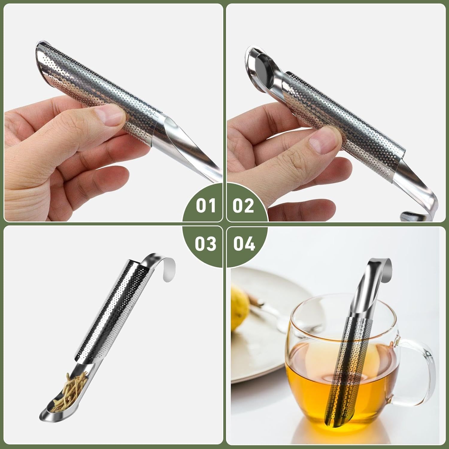 3 Pack Tea Infuser, Tea Strainer with Extra Fine Mesh for Loose Tea Leaf, Long Handle Stainless Steel Tea Strainer for Leaf Tea, Coffee, Spices, Seasonings - Image 5