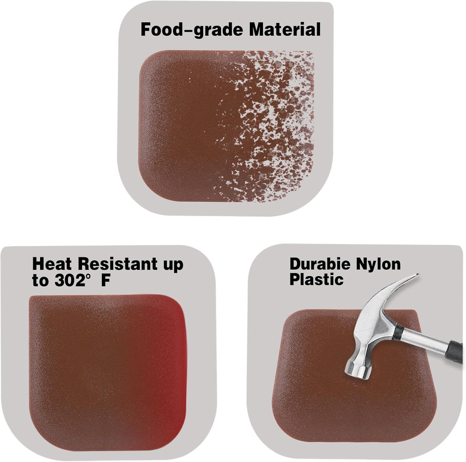10 Pcs Pan Scrapers,Plastic Scraper Pot and Pan Cleaning Tools Brown Kitchen Scraper for Pot,Wok,Skillet,Grill - Image 5