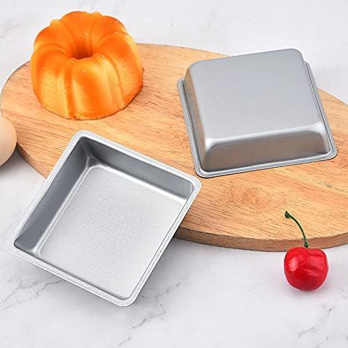 Flunyina 4 Inches Non-Stick Square Cake Pans Set of 4 Carbon Steel Cake Molds for Home Daily Housewarming Wedding Birthday Party Brownie Making - Image 6
