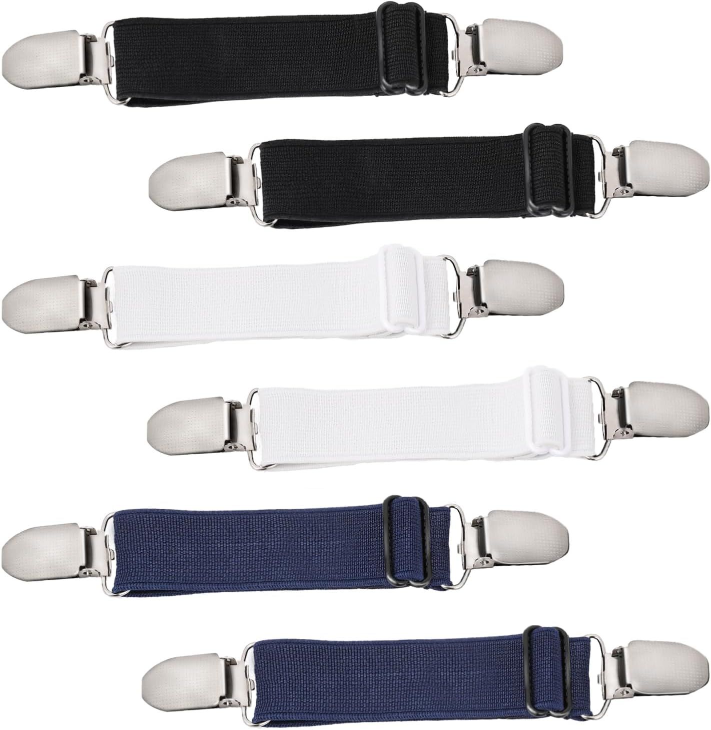 6 Pcs Adjustable Hip Elastic Belt, Elastic Band for Sewing Pant Waist Tightener Pant Elastic Belt Clip Women Men Back Cinch for Jeans Pants Dresses - Image 1