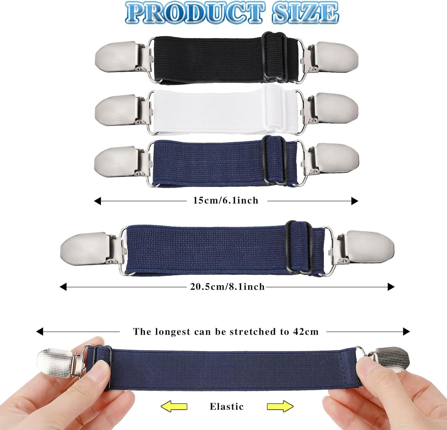 6 Pcs Adjustable Hip Elastic Belt, Elastic Band for Sewing Pant Waist Tightener Pant Elastic Belt Clip Women Men Back Cinch for Jeans Pants Dresses - Image 3