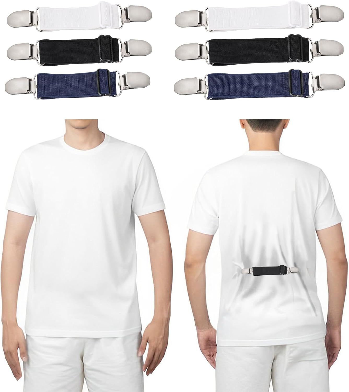 6 Pcs Adjustable Hip Elastic Belt, Elastic Band for Sewing Pant Waist Tightener Pant Elastic Belt Clip Women Men Back Cinch for Jeans Pants Dresses - Image 7