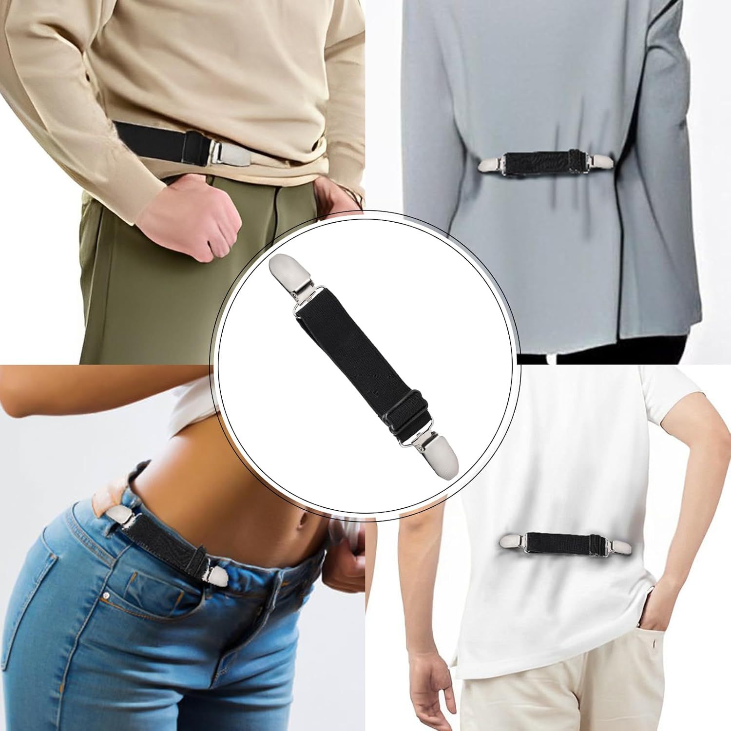 6 Pcs Adjustable Hip Elastic Belt, Elastic Band for Sewing Pant Waist Tightener Pant Elastic Belt Clip Women Men Back Cinch for Jeans Pants Dresses - Image 8
