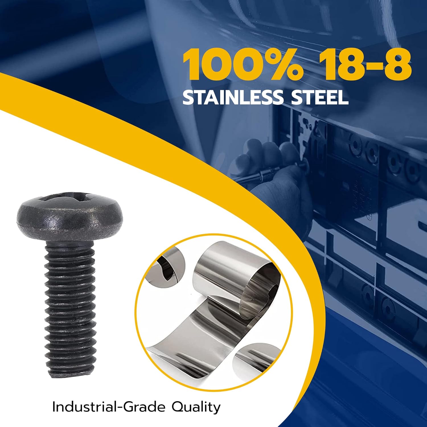 Black License Plate Screws for Lexus, Toyota, and Honda, Phillips Machine Pan Head 18-8, Stainless Steel, M6-1.0 x 16 mm Bolt (Pack of 4) - Image 3