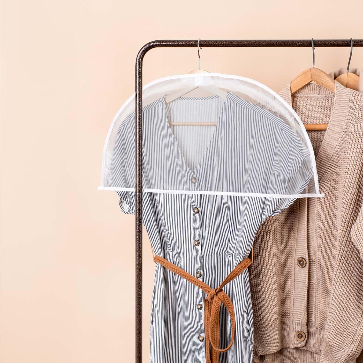 4 Pack Clear Clothing Hanger Shoulder Covers for Clothes Breathable Plastic Gusseted Garment Shoulder Dust Cover Bags Protectors for Hanging Clothes, Suit, Coats, Jackets, Dress Open Closet Storage - Image 2