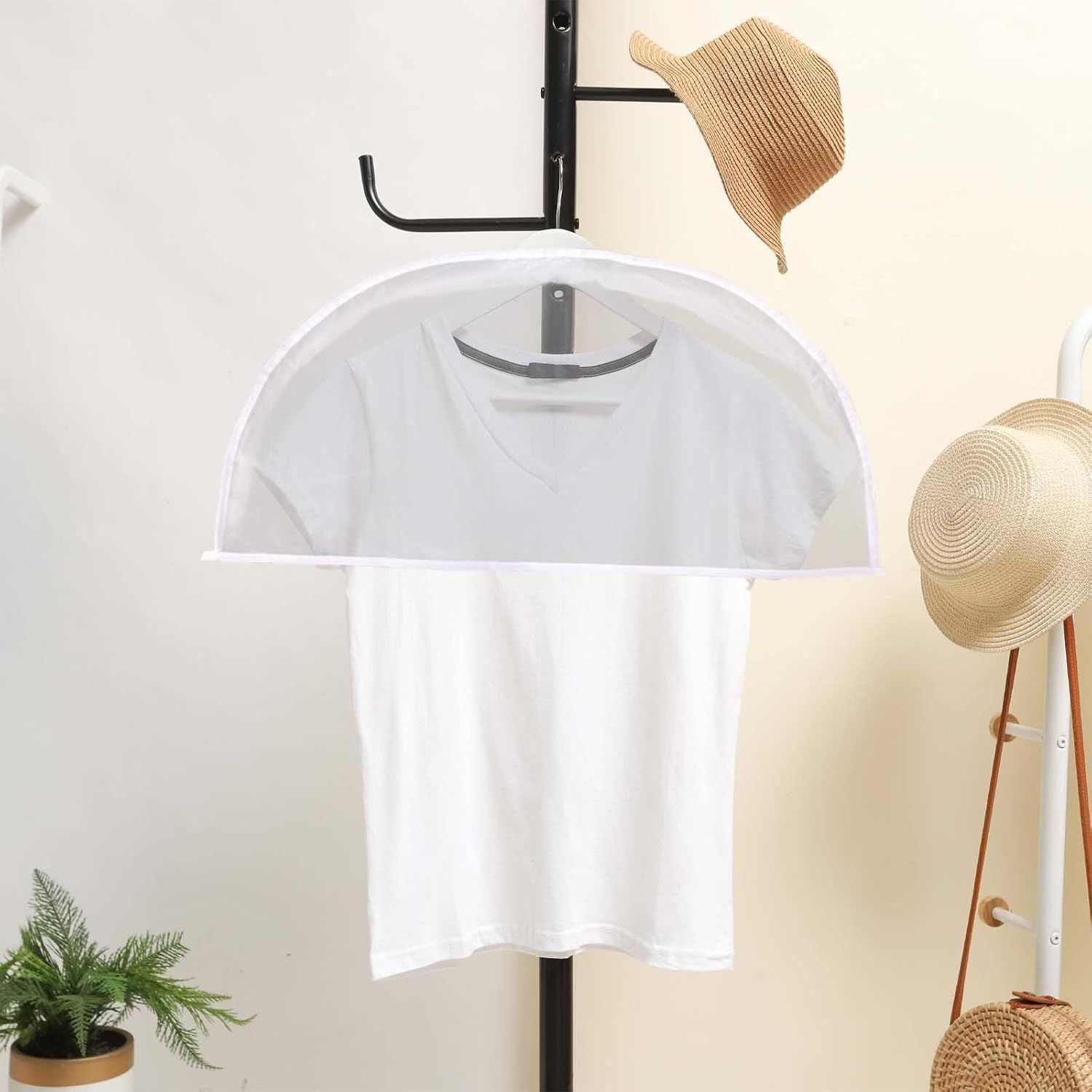 4 Pack Clear Clothing Hanger Shoulder Covers for Clothes Breathable Plastic Gusseted Garment Shoulder Dust Cover Bags Protectors for Hanging Clothes, Suit, Coats, Jackets, Dress Open Closet Storage - Image 6