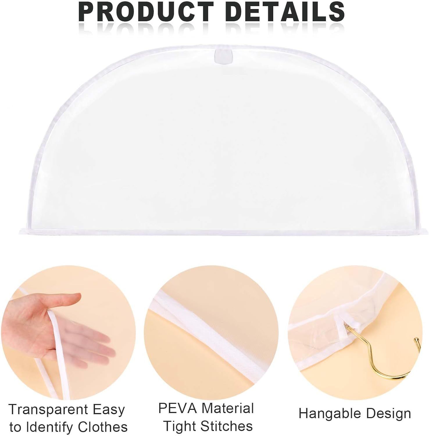4 Pack Clear Clothing Hanger Shoulder Covers for Clothes Breathable Plastic Gusseted Garment Shoulder Dust Cover Bags Protectors for Hanging Clothes, Suit, Coats, Jackets, Dress Open Closet Storage - Image 7