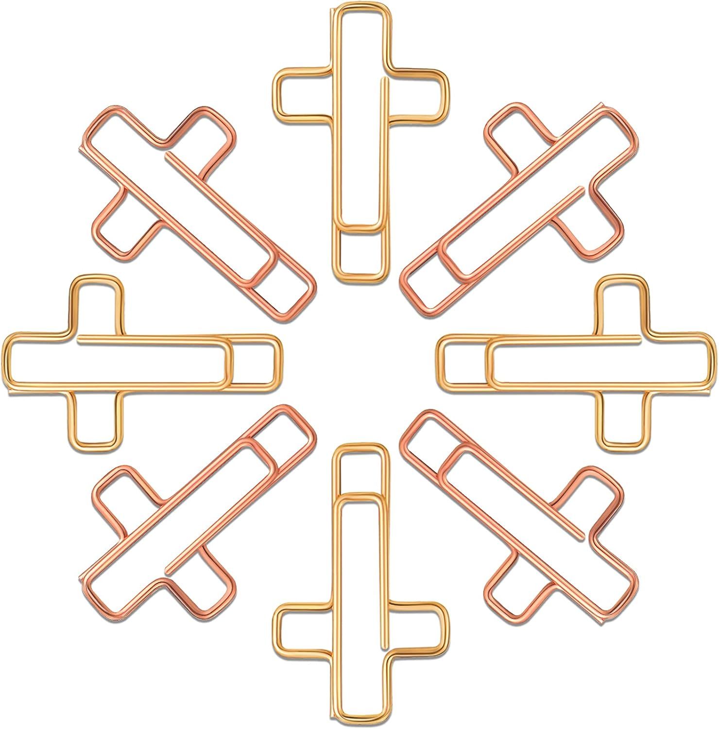 100 Pieces Cross Paper Clips with Clear Plastic Box Gold and Rose Gold Color Cute Paperclips Christian Journaling Supplies Metal Clamps Bible Study Gifts for Bookmark Office Document Note - Image 4
