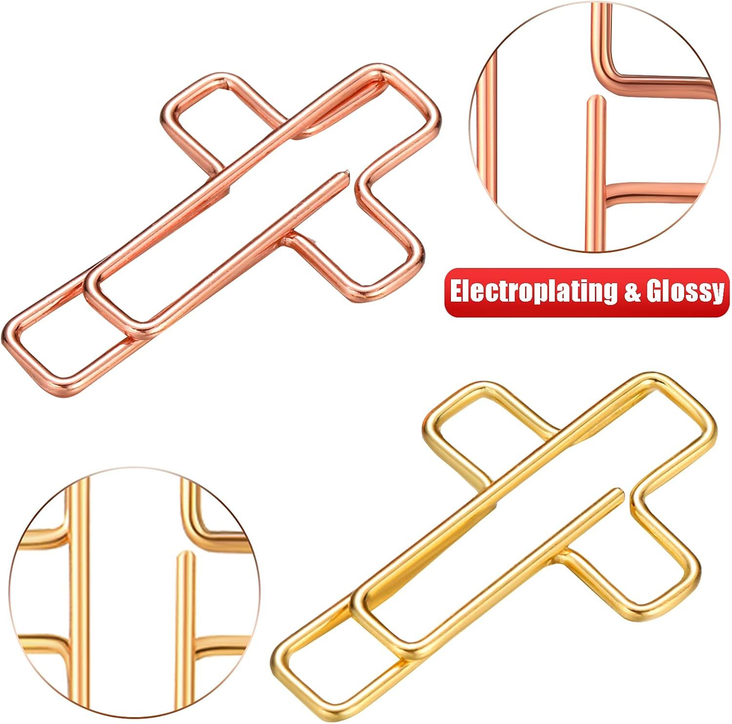 100 Pieces Cross Paper Clips with Clear Plastic Box Gold and Rose Gold Color Cute Paperclips Christian Journaling Supplies Metal Clamps Bible Study Gifts for Bookmark Office Document Note - Image 6