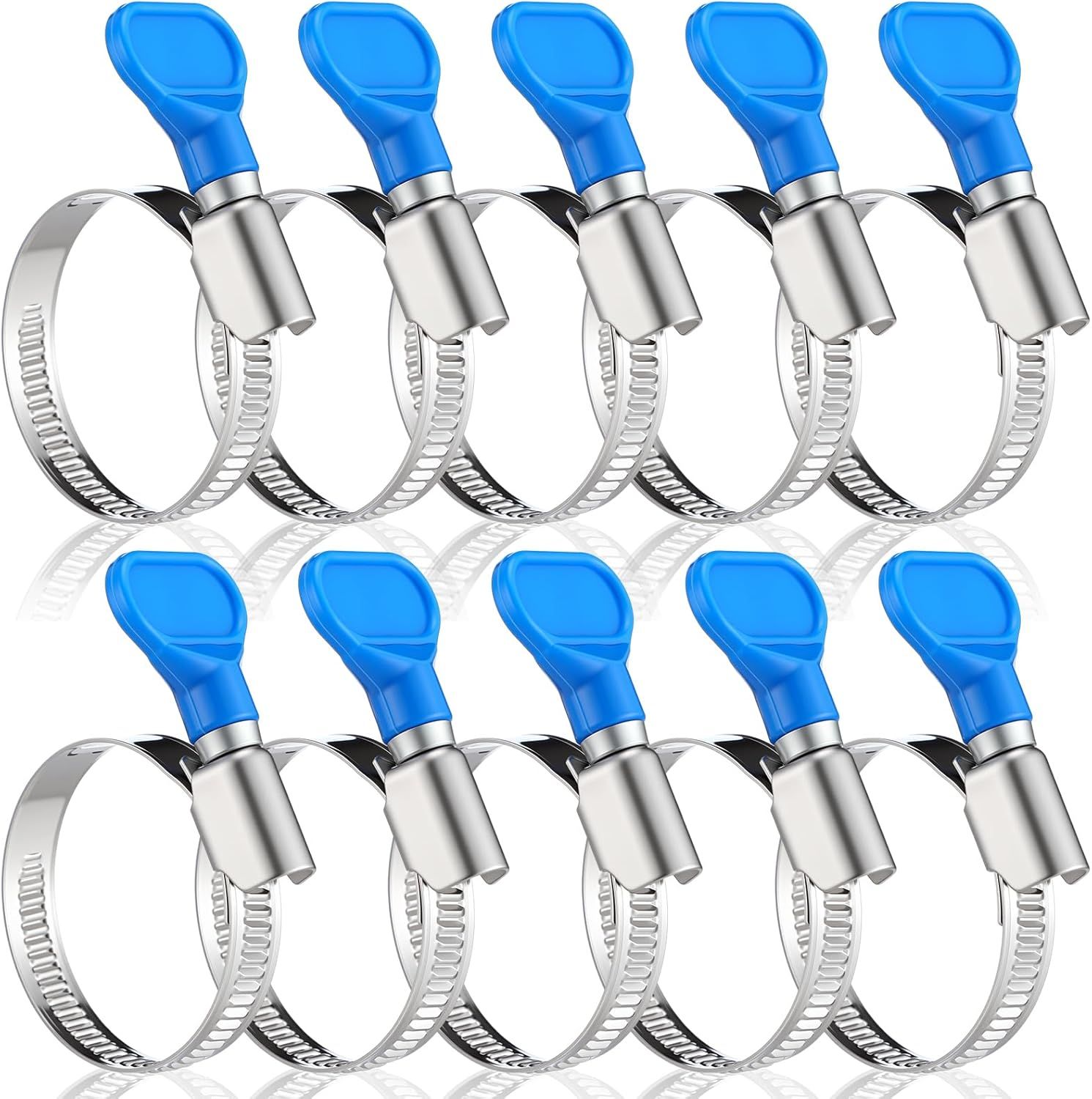 10 Pcs 1-1/2 Inch Pool Backwash Hose Clamp Adjustable Worm Gear Stainless Steel Hose Clamp Metal Pipe Tool for PVC Tubing Plumbing Dust Collection Automotive Mechanical Application - Image 1