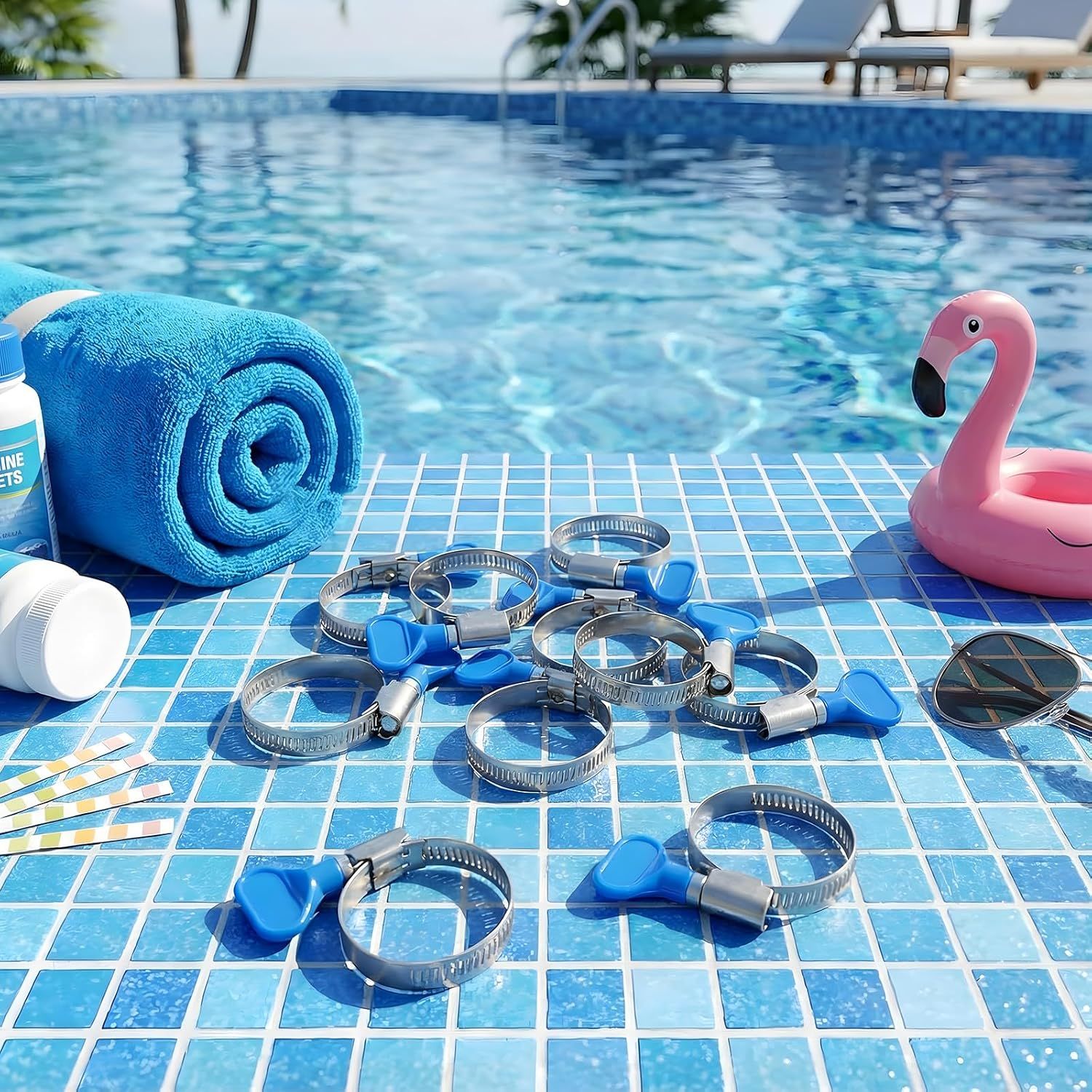 10 Pcs 1-1/2 Inch Pool Backwash Hose Clamp Adjustable Worm Gear Stainless Steel Hose Clamp Metal Pipe Tool for PVC Tubing Plumbing Dust Collection Automotive Mechanical Application - Image 2