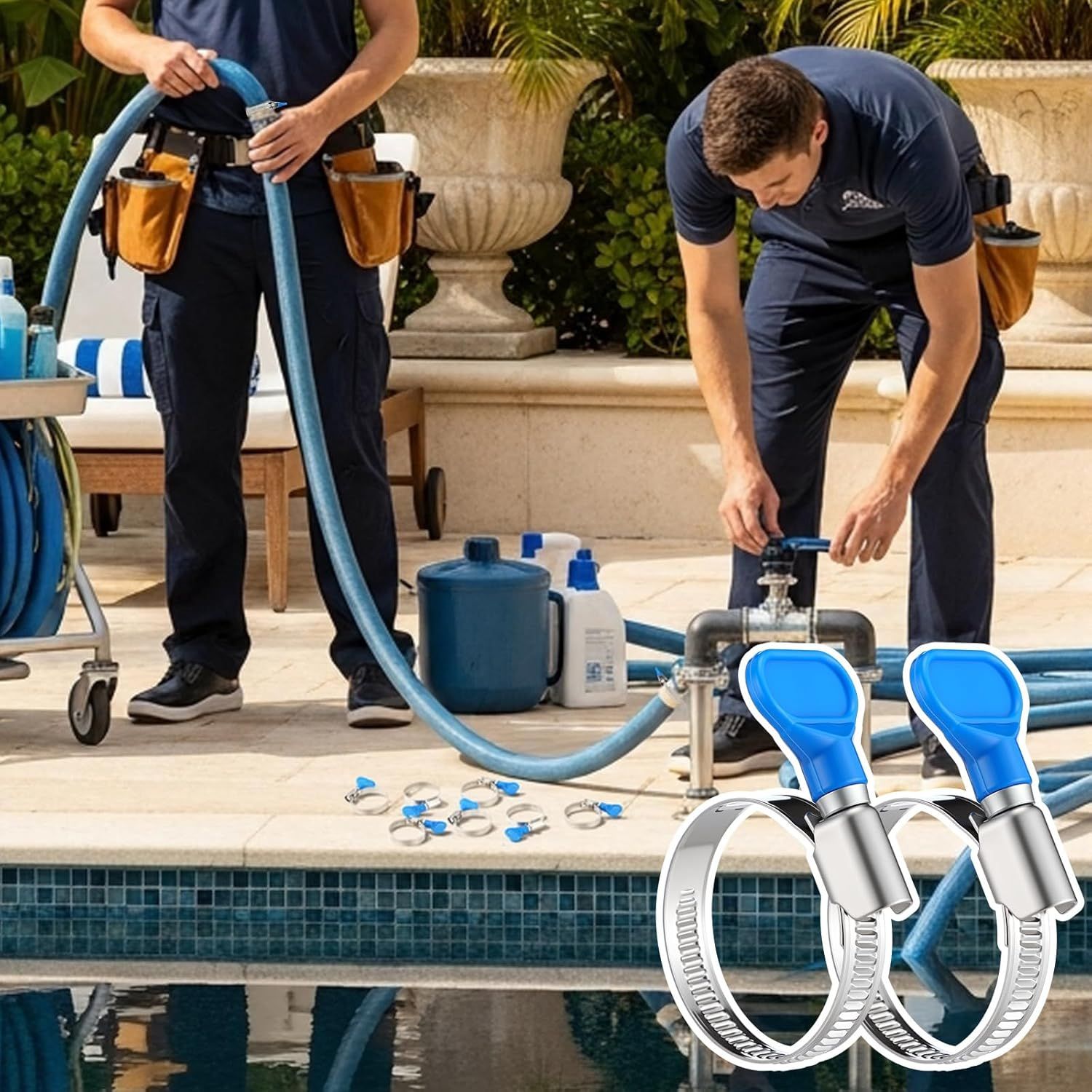 10 Pcs 1-1/2 Inch Pool Backwash Hose Clamp Adjustable Worm Gear Stainless Steel Hose Clamp Metal Pipe Tool for PVC Tubing Plumbing Dust Collection Automotive Mechanical Application - Image 7