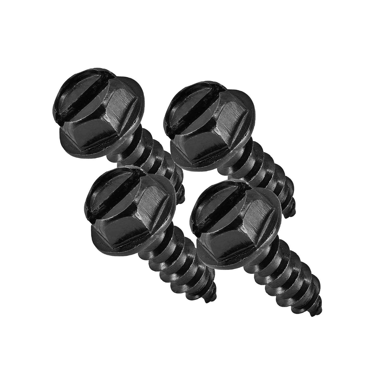 Black License Plate Screws, Rustproof 18-8 Stainless Steel, Black Oxide Finish Applied in The USA by Makers Bolt (Pack of 4) - Image 1