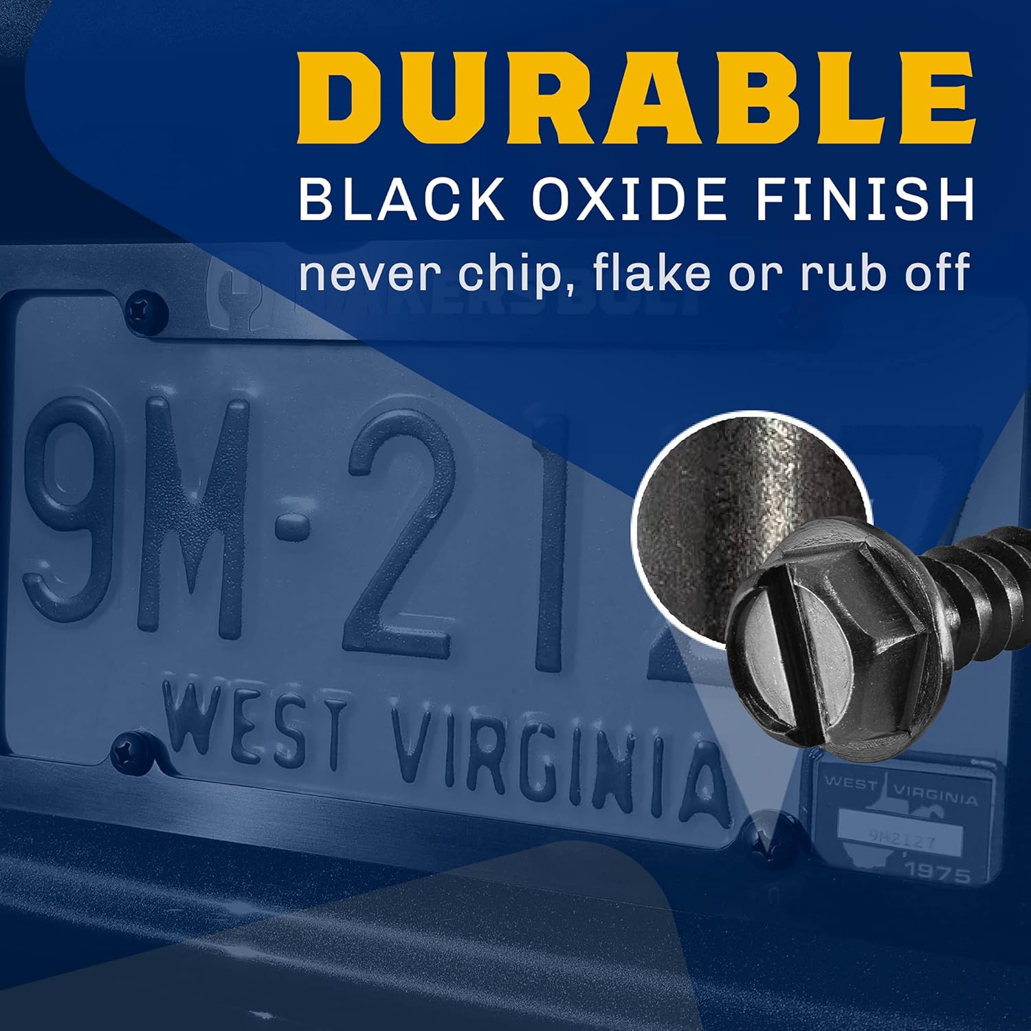Black License Plate Screws, Rustproof 18-8 Stainless Steel, Black Oxide Finish Applied in The USA by Makers Bolt (Pack of 4) - Image 5