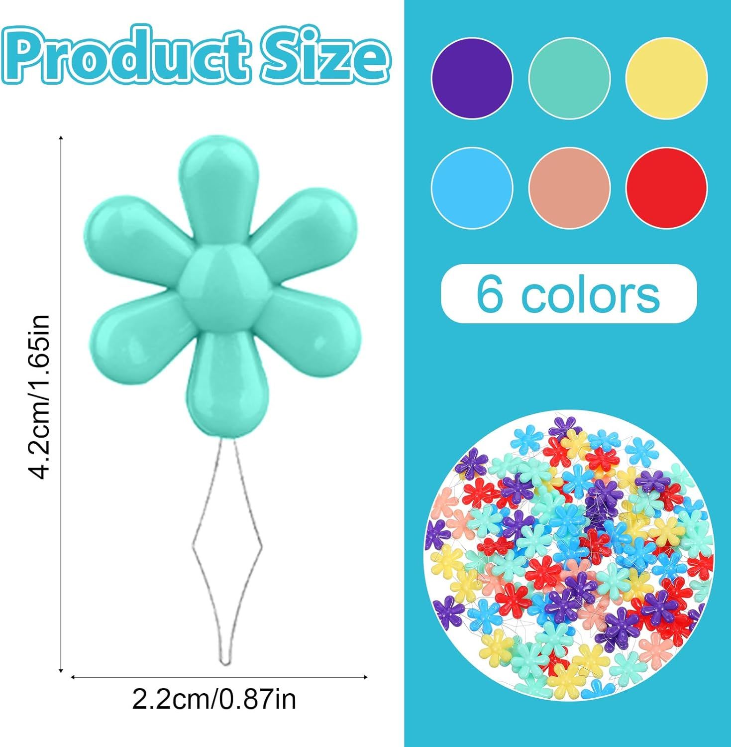 100 PCS Flower Shaped Needle Threaders for Sewing, Multicolor Embroidery Threader, Flower Head Needle Threader for Cross Stitch Sewing Quilting Embroidery Craft - Image 3