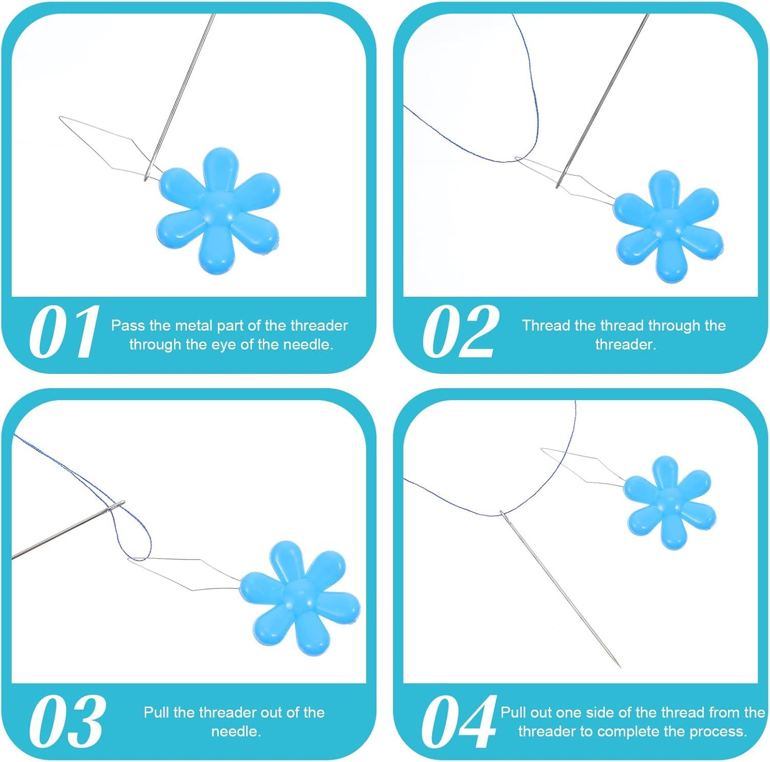 100 PCS Flower Shaped Needle Threaders for Sewing, Multicolor Embroidery Threader, Flower Head Needle Threader for Cross Stitch Sewing Quilting Embroidery Craft - Image 5
