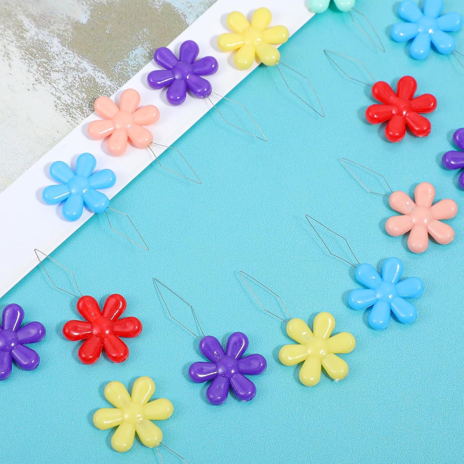 100 PCS Flower Shaped Needle Threaders for Sewing, Multicolor Embroidery Threader, Flower Head Needle Threader for Cross Stitch Sewing Quilting Embroidery Craft - Image 6