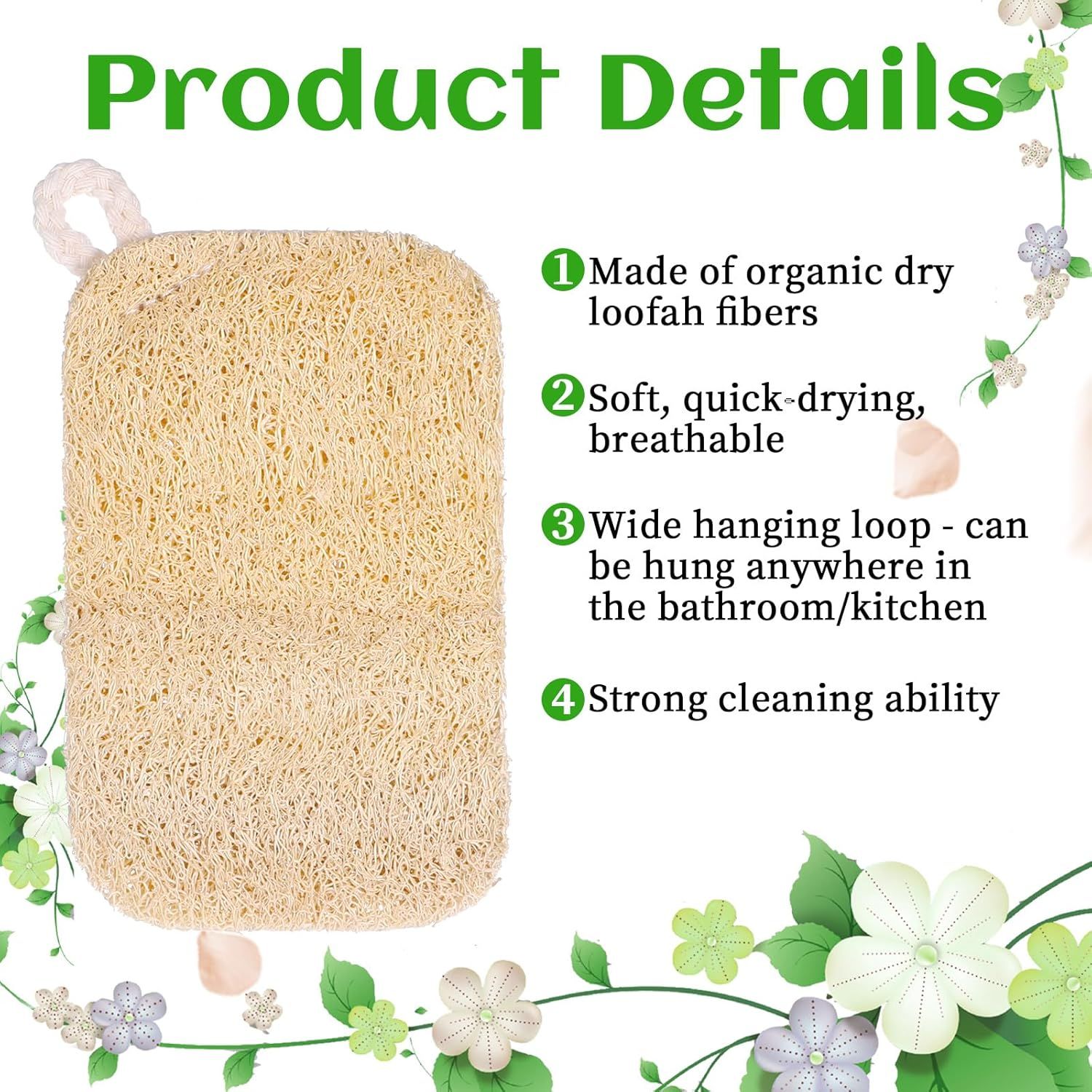 10 PCS Natural Sponges for Dishes, Loofah Dish Sponge for Kitchen Compostable Natural Loofah Sponges - Image 3