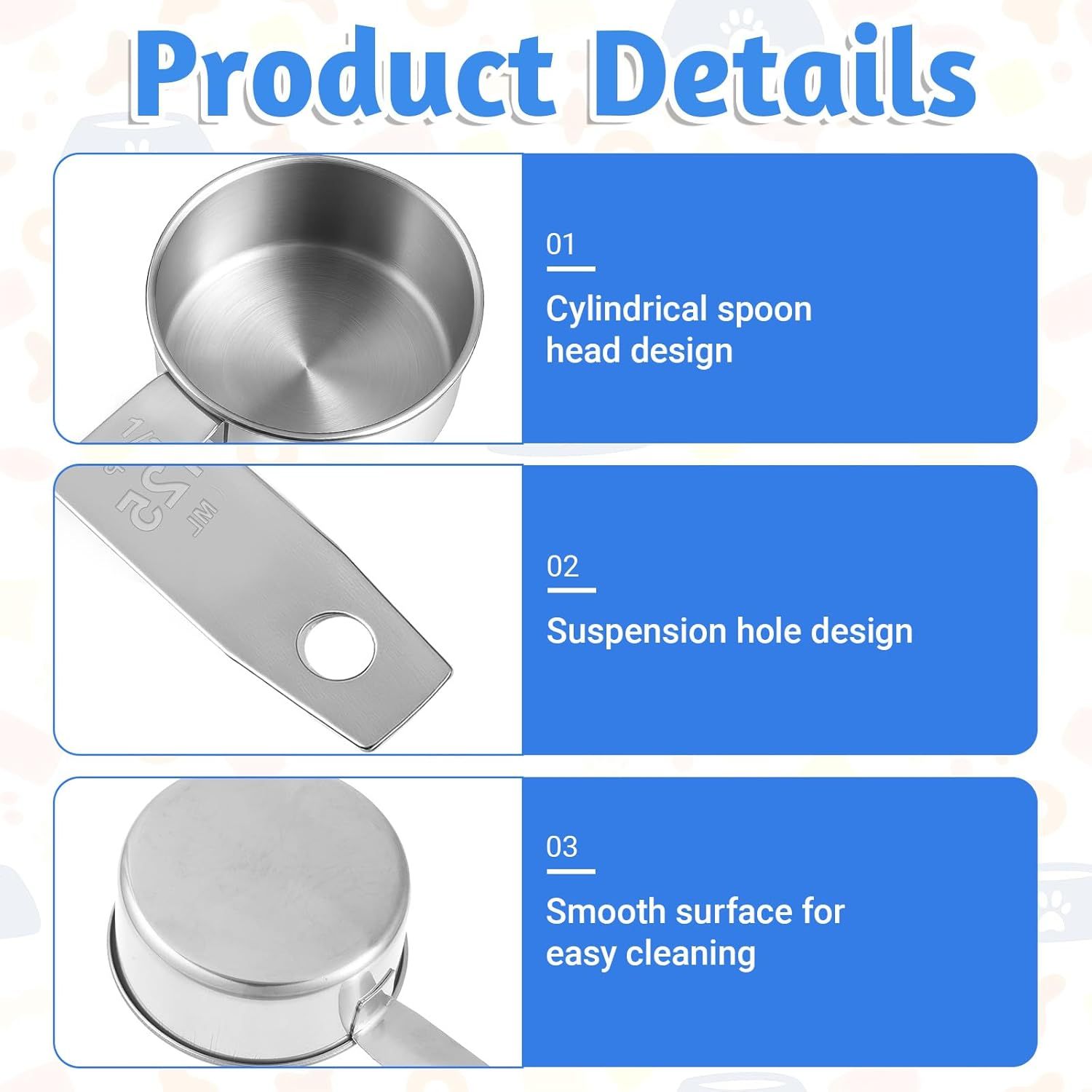 2 PCS 1/2 Cup Dog Food Scoop, 1/2 Cup Measuring Scoop, 125ml Stainless Steel Half Cups Dog Food Scoops for Feeding Pet, Wet and Dry Ingredients, Dishwasher Safe - Image 5