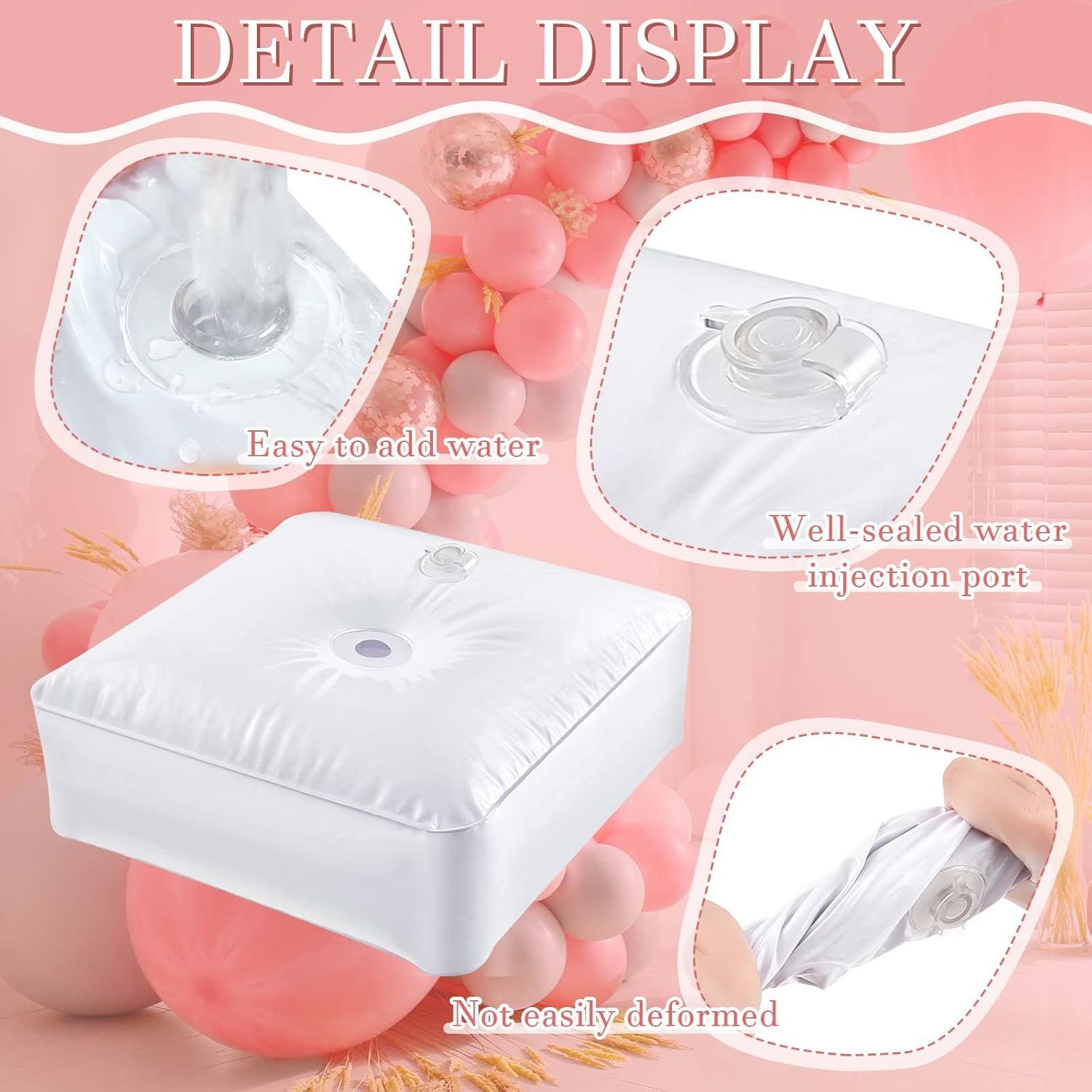 4 Pcs Balloon Arch Stands Base Heavyweight Water Bag for Column Stand and Arch Kit Balloon Stand for Party Wedding Graduation Birthday Decor, White - Image 4
