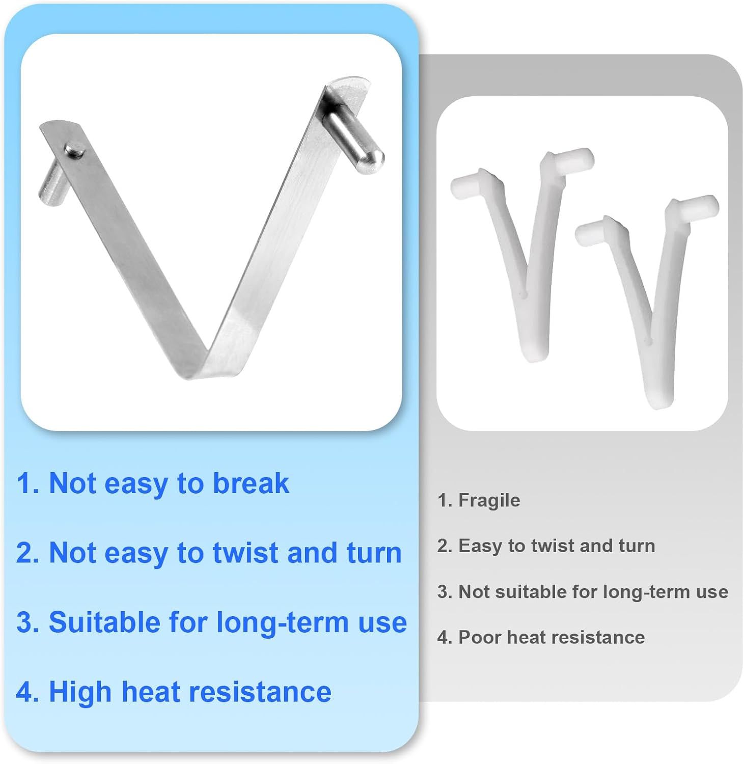 6pcs Pool Brush V-Shaped Clip, Stainless Steel Double Pin Spring Button Clip Pool Pole Butterfly Clips for Spa Skimmer Nets Vacuum Brushes Leaf Rake Swimming Cleaning Tool - Image 4