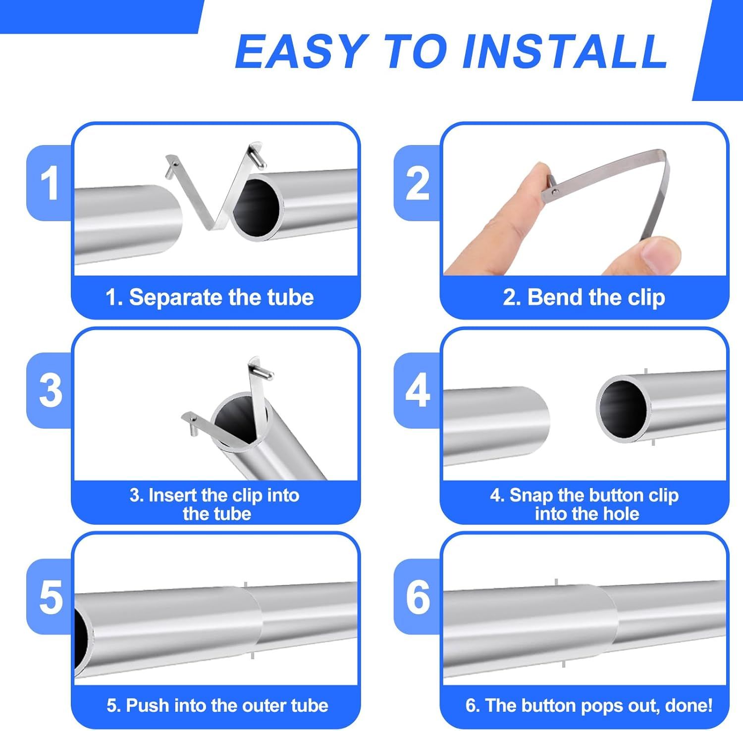 6pcs Pool Brush V-Shaped Clip, Stainless Steel Double Pin Spring Button Clip Pool Pole Butterfly Clips for Spa Skimmer Nets Vacuum Brushes Leaf Rake Swimming Cleaning Tool - Image 5