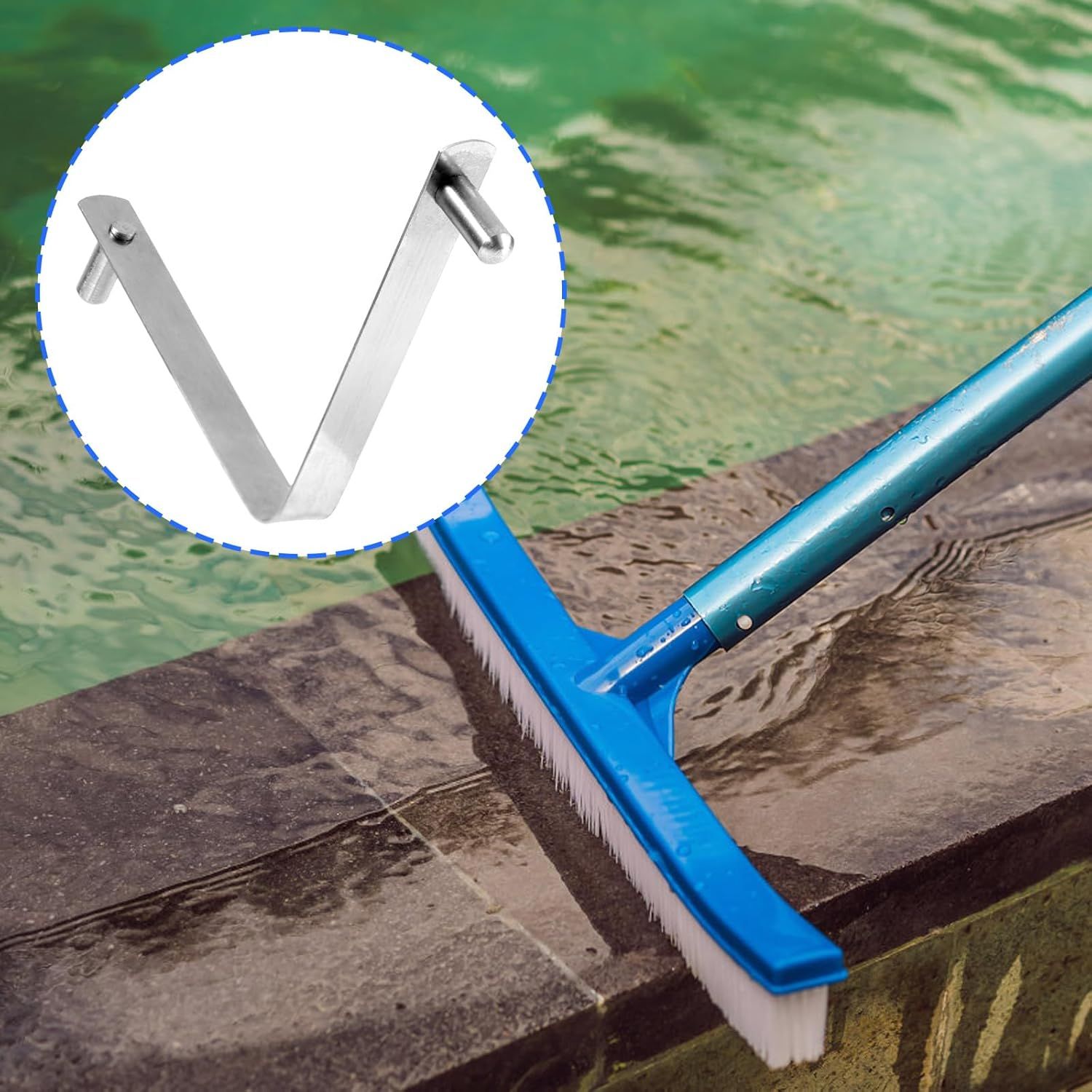 6pcs Pool Brush V-Shaped Clip, Stainless Steel Double Pin Spring Button Clip Pool Pole Butterfly Clips for Spa Skimmer Nets Vacuum Brushes Leaf Rake Swimming Cleaning Tool - Image 6