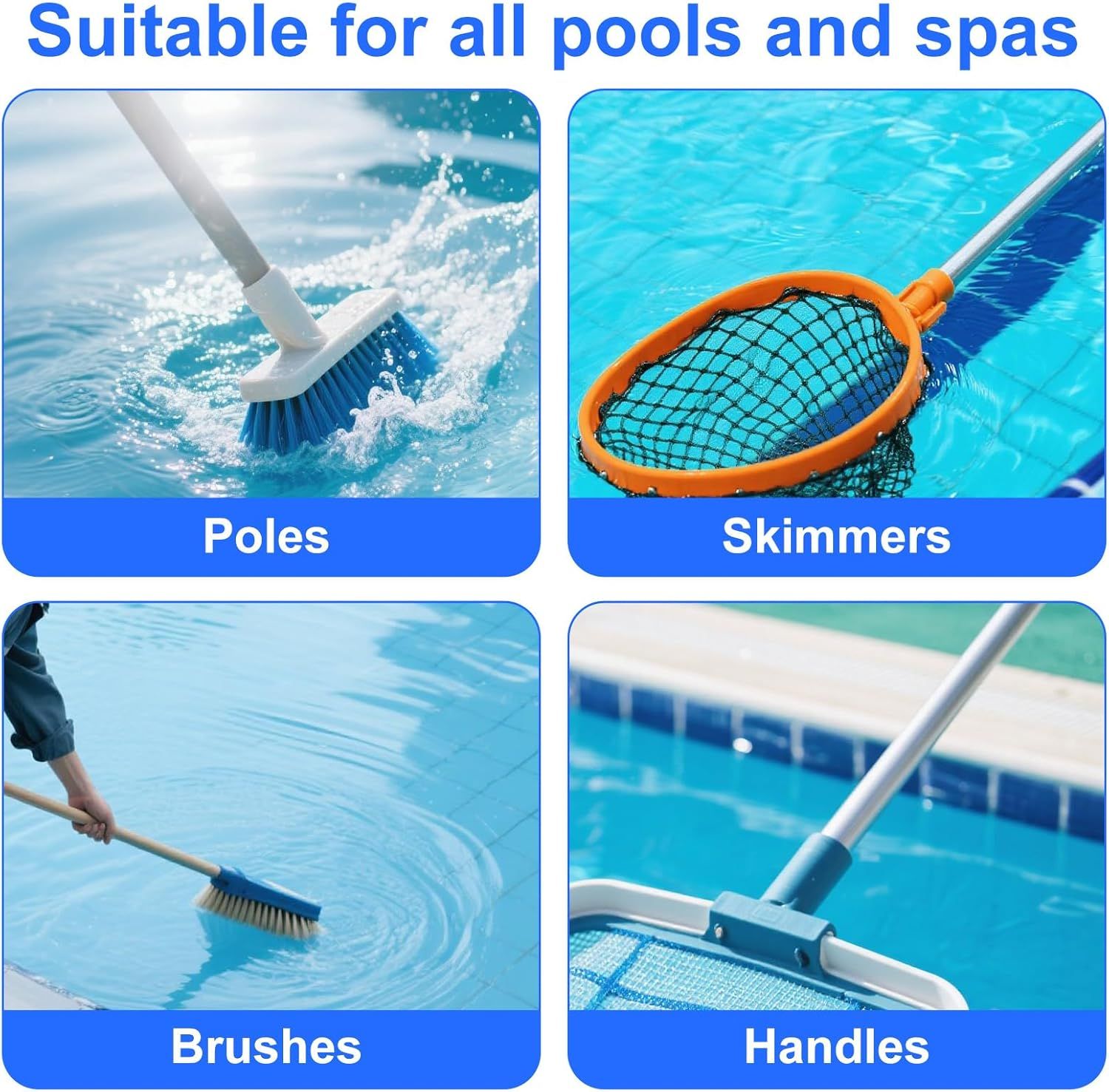 6pcs Pool Brush V-Shaped Clip, Stainless Steel Double Pin Spring Button Clip Pool Pole Butterfly Clips for Spa Skimmer Nets Vacuum Brushes Leaf Rake Swimming Cleaning Tool - Image 7