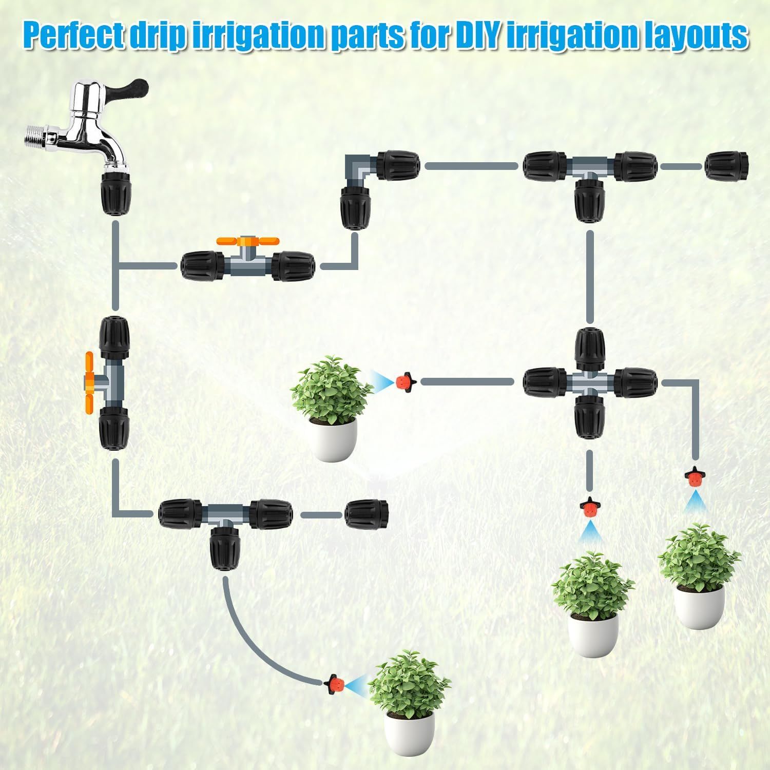 10pcs 1/2 Inch Irrigation End Caps, Anti-Drop Barbed Lock Nut End Hose Plugs Fittings for (1/2