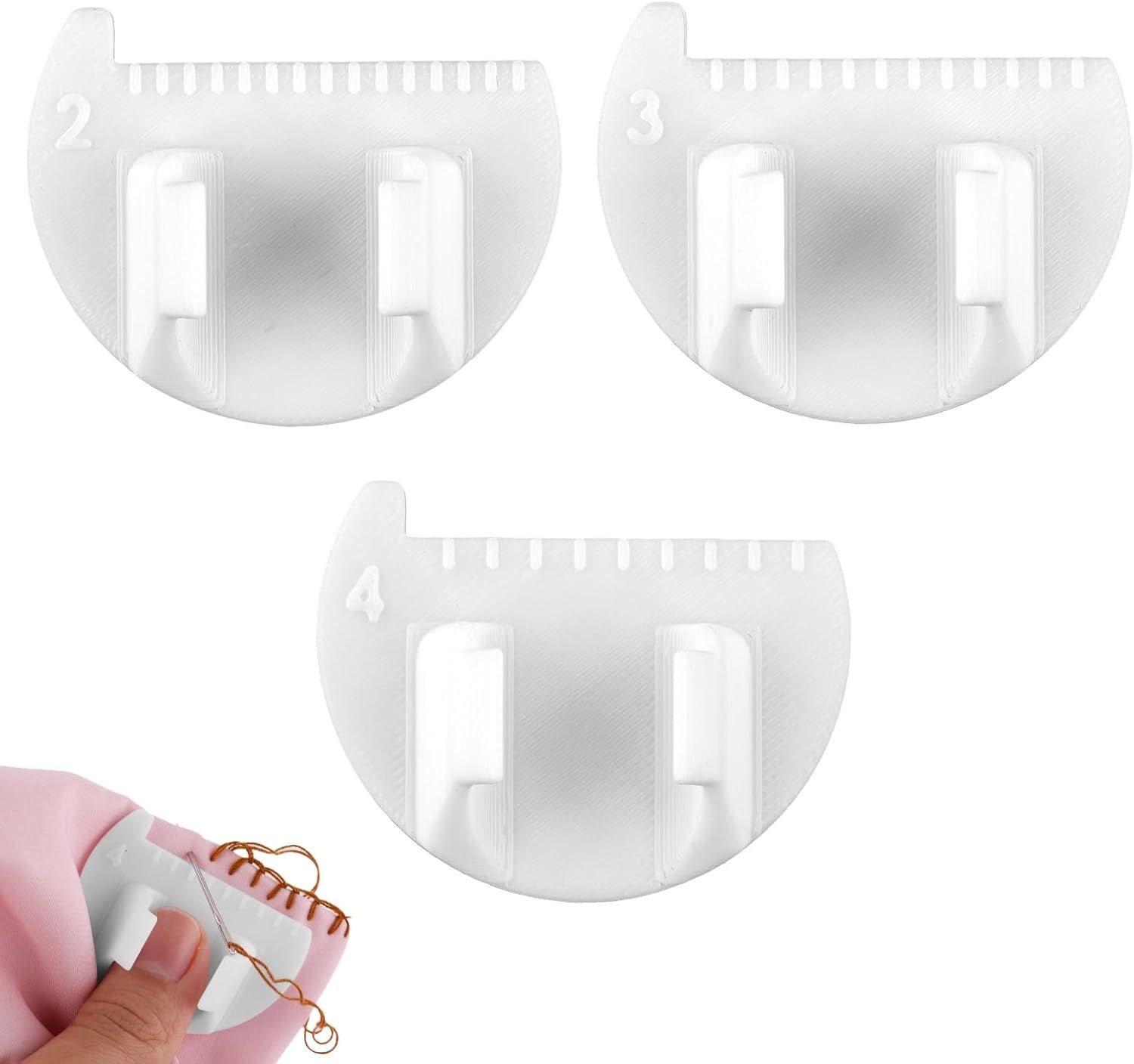 3pcs Sewing Needle Gauge Measuring Tool, Finger Thumb Ruler Sewing Template Lockranding Guide Tool for DIY Edge Even Stitching Lock Kit Quilting for Beginners and Seniors - Image 1