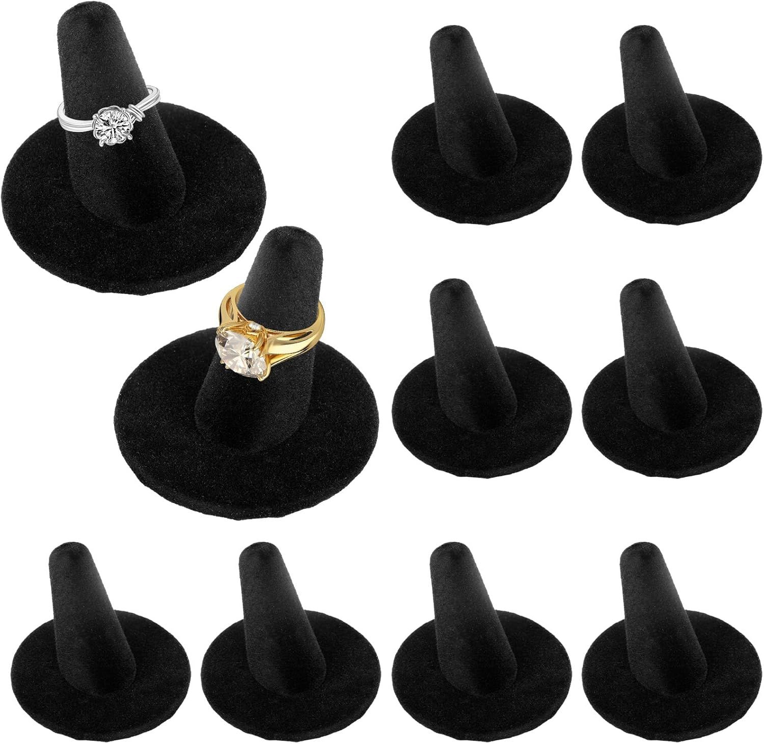 10pcs Black Velvet Ring Display Stand, Ring Holder Organizer Jewelry Storage Case Display Accessories for Vendor Home Shop Counter Showcase - Image 1
