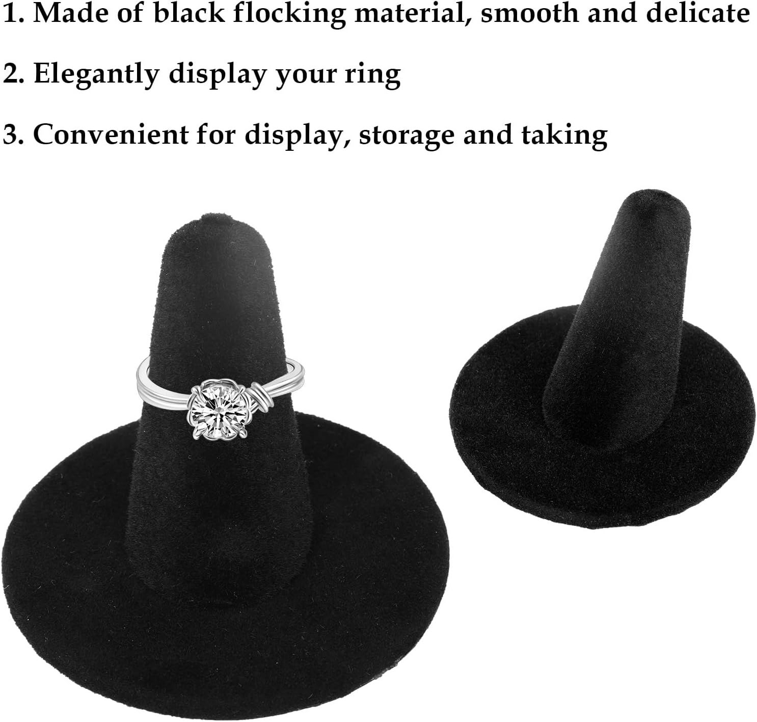 10pcs Black Velvet Ring Display Stand, Ring Holder Organizer Jewelry Storage Case Display Accessories for Vendor Home Shop Counter Showcase - Image 4