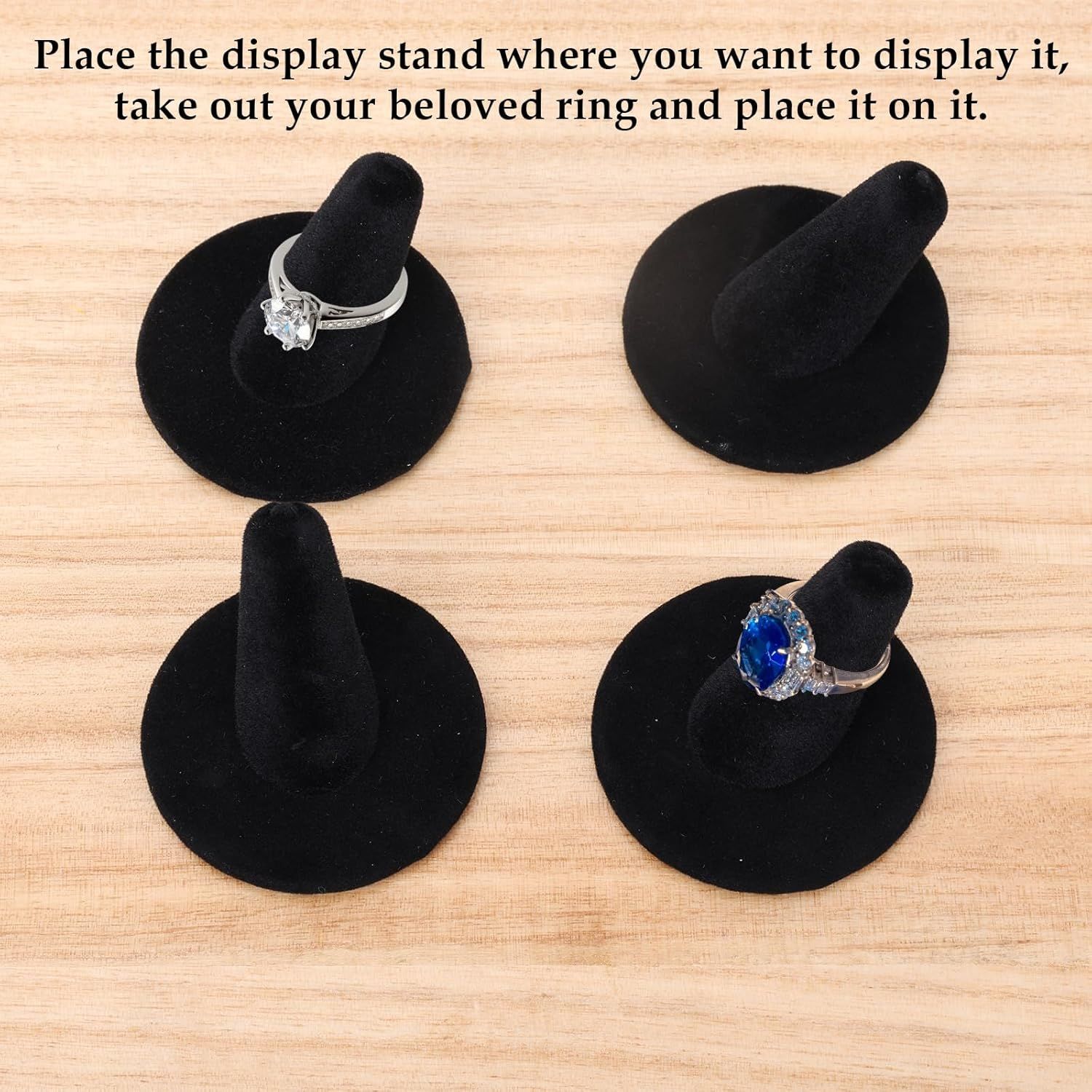 10pcs Black Velvet Ring Display Stand, Ring Holder Organizer Jewelry Storage Case Display Accessories for Vendor Home Shop Counter Showcase - Image 5