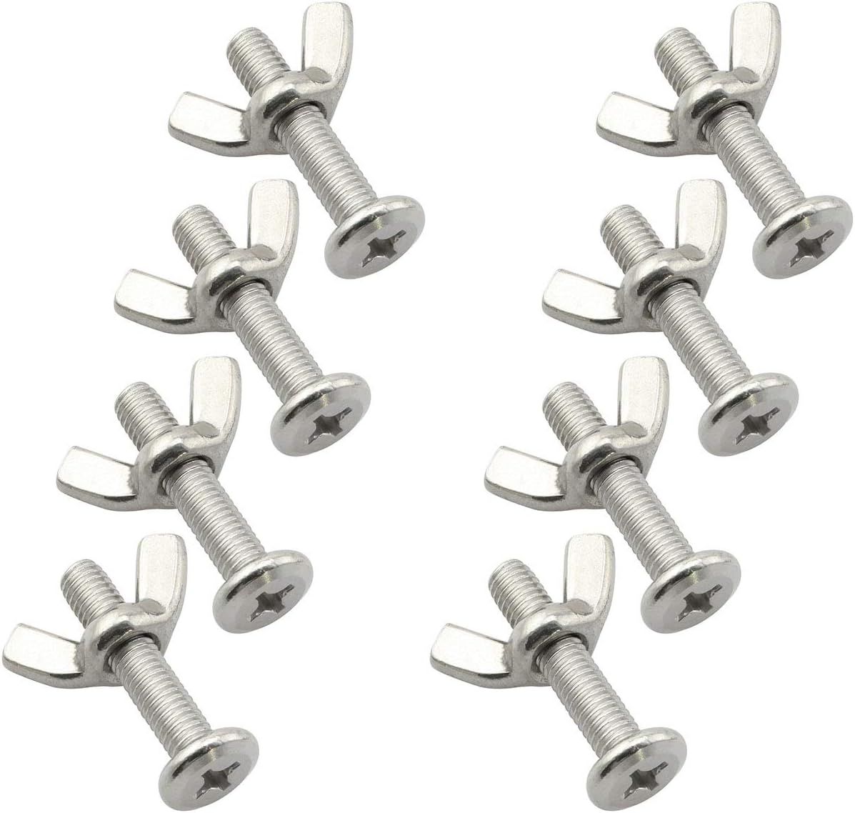 10PCS Stainless Steel Large Flat Head Screws M6x30 1/4 x 1-1/4 Sidewalk Bolts with 10 Wing Nuts - Image 1