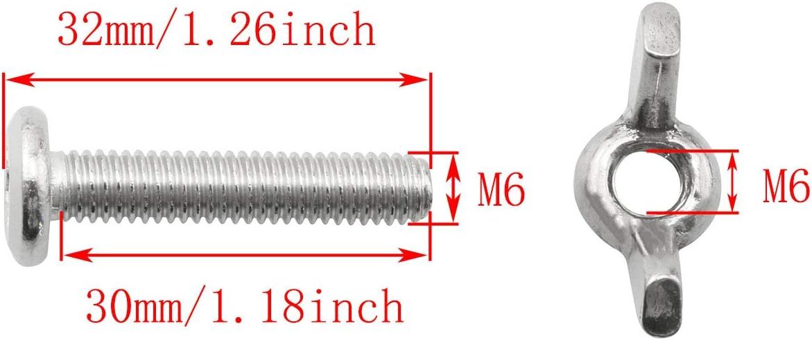 10PCS Stainless Steel Large Flat Head Screws M6x30 1/4 x 1-1/4 Sidewalk Bolts with 10 Wing Nuts - Image 6