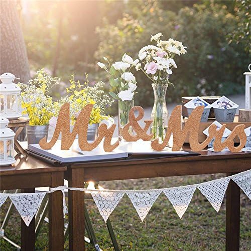 Mr and Mrs Signs Wedding Sweetheart Table Decorations, Wooden Freestanding Letters Wedding Shower Gift (Rose gold) - Image 4