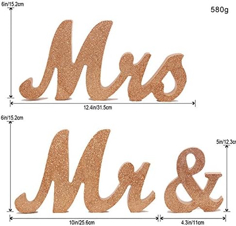 Mr and Mrs Signs Wedding Sweetheart Table Decorations, Wooden Freestanding Letters Wedding Shower Gift (Rose gold) - Image 5