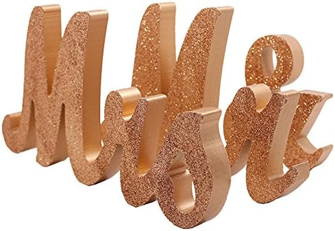 Mr and Mrs Signs Wedding Sweetheart Table Decorations, Wooden Freestanding Letters Wedding Shower Gift (Rose gold) - Image 6