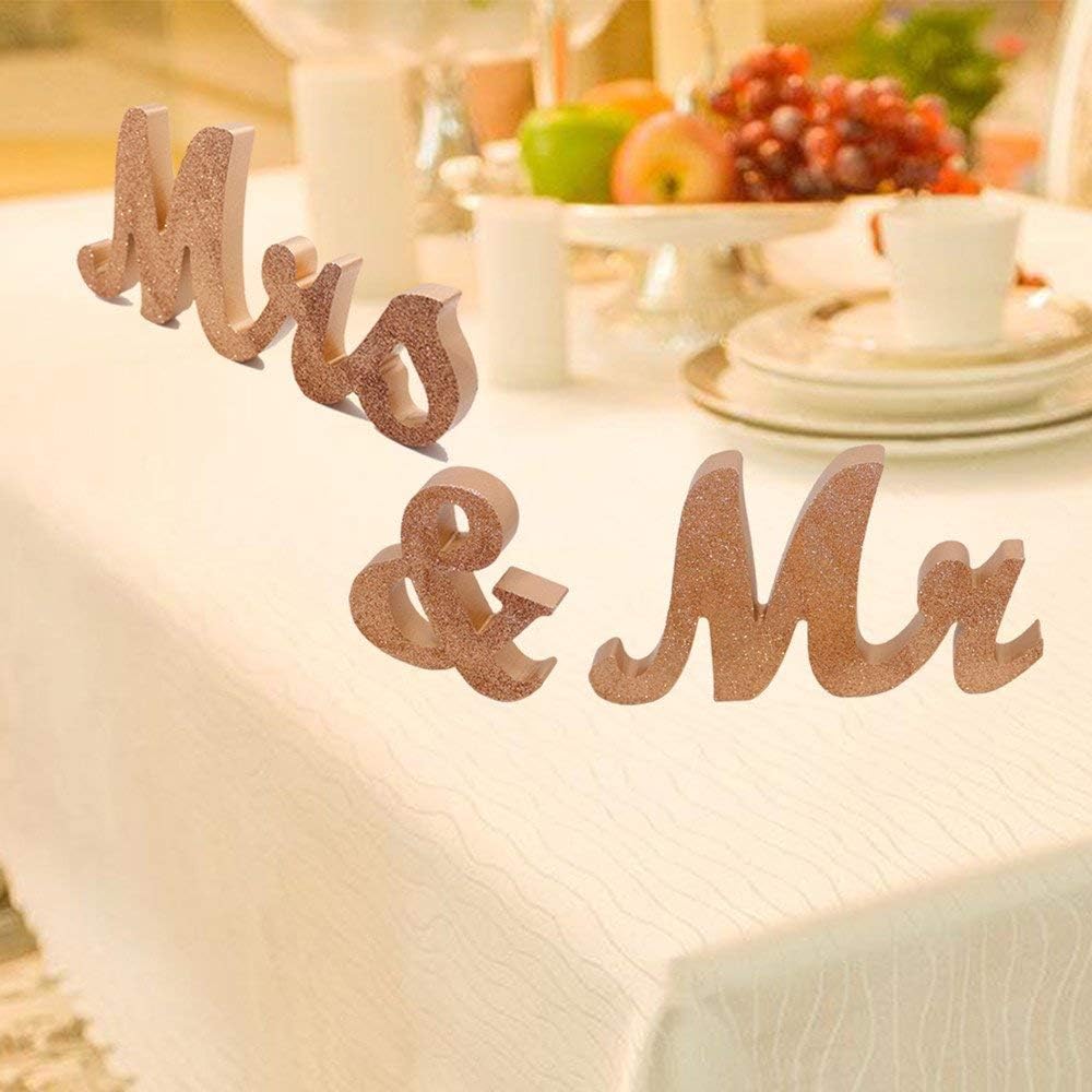 Mr and Mrs Signs Wedding Sweetheart Table Decorations, Wooden Freestanding Letters Wedding Shower Gift (Rose gold) - Image 7