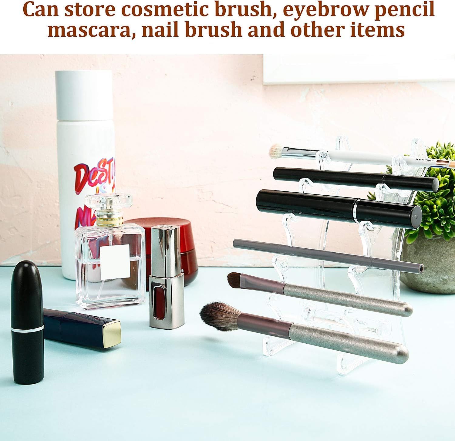 Set of 4 Plastic Pen Holder 6-slots Display Stand Eyebrow Pen Stand Makeup Brush Rack Organizer for Home School and Office Use - Image 5